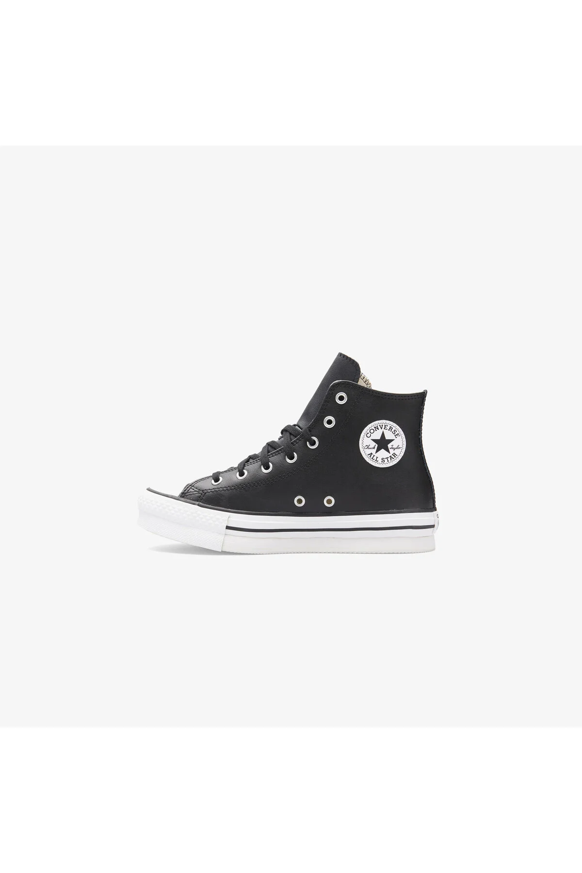 اسنیکر کفش کتانی مشکی زنانه چرم پلتفرم بالابر آل استار چاک تیلور کانورس Converse