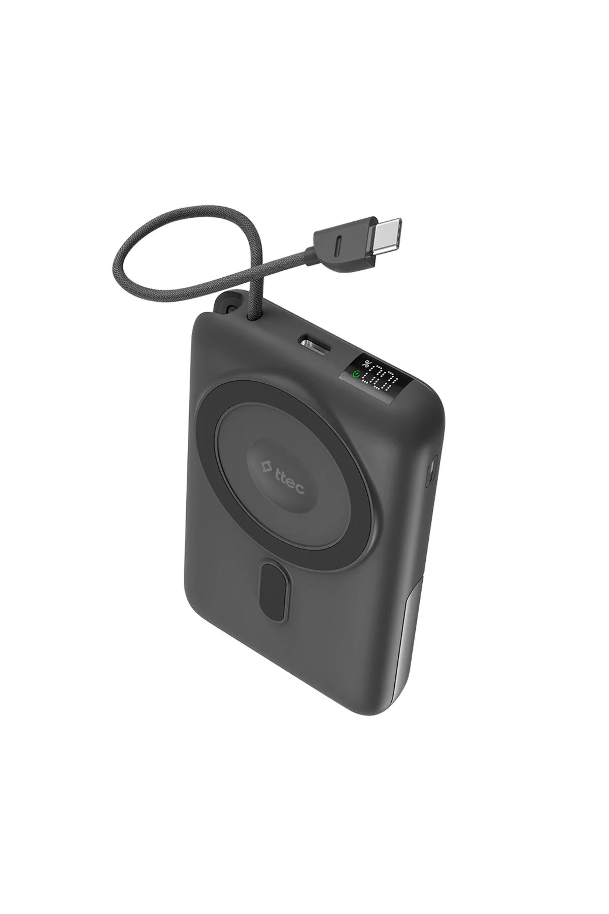 پاوربانک شارژر M LCD 10.000MAH MAGSAFE سازگار PD 20W USB C ایستاده کابل داخلی با سریع قابل حمل Ttec