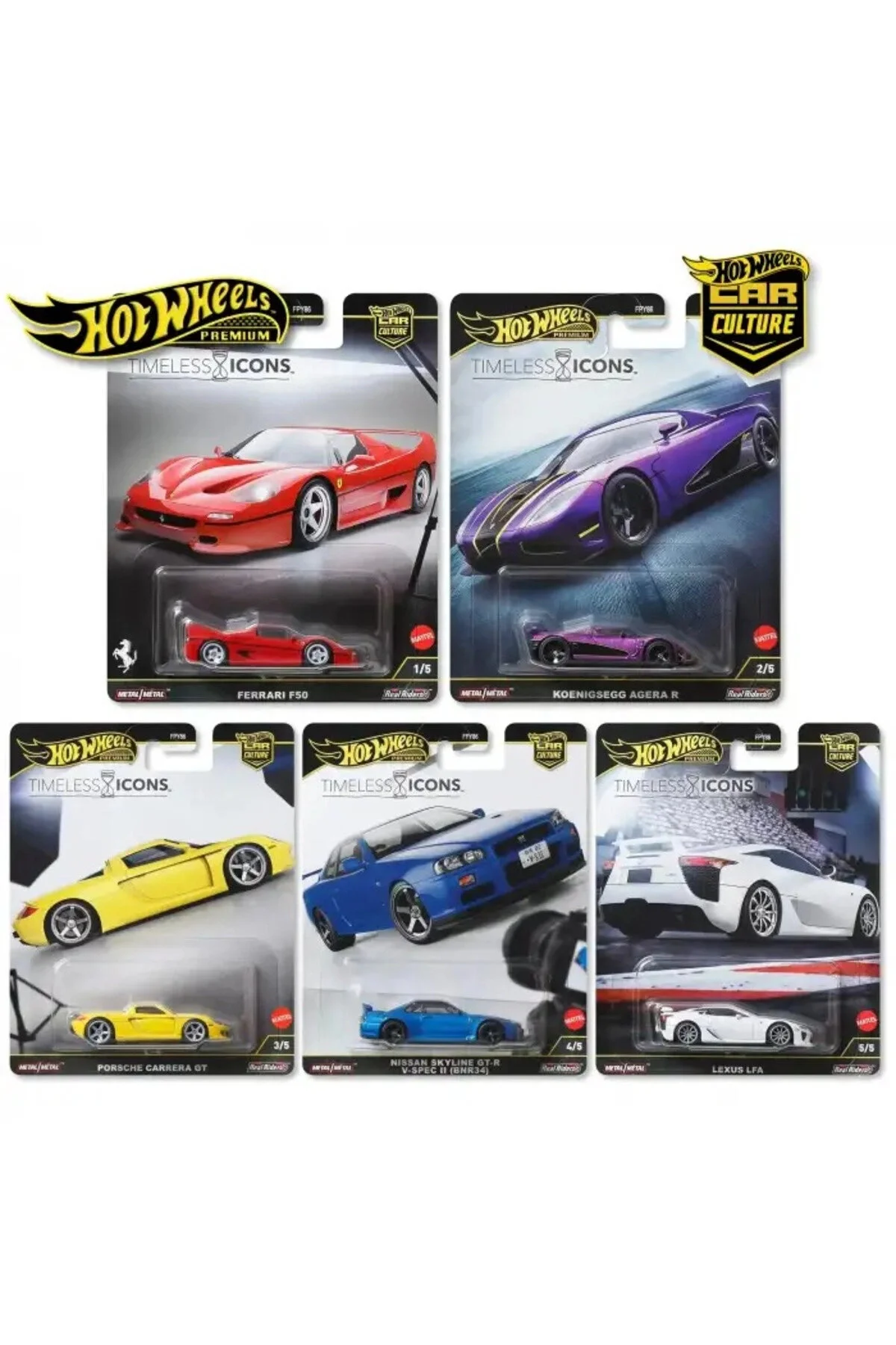 ماشین اسباب بازی PREMIUM مجموعه آیکون های بی زمان 5 تایی FPY86 976N HOT WHEELS