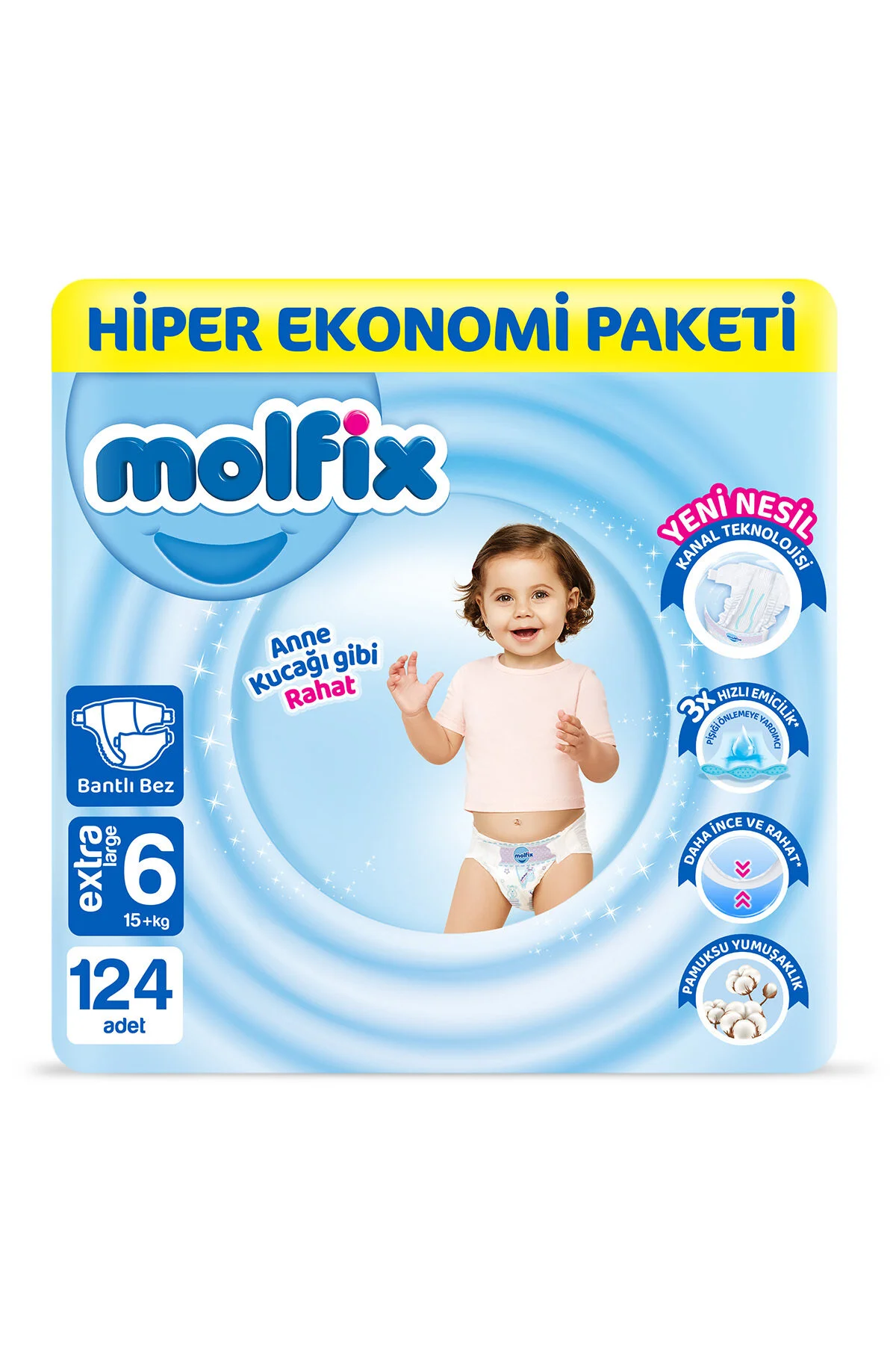 پوشک بچه ULTRA OPPORTUNITY PACKAGE X LARGE 6 شماره 124 عدد اورجینال Molfix