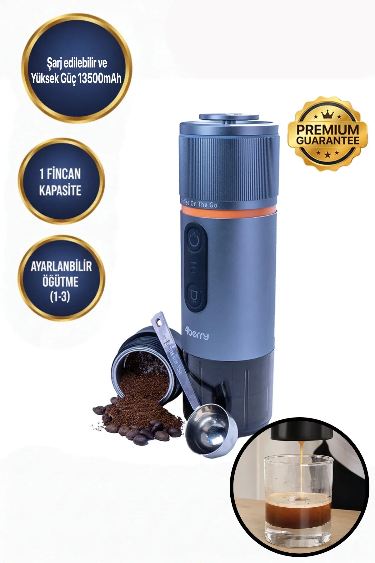 دستگاه اسپرسو و کاپوچینو قهوه پرتابل PRO MAX – قابل شارژ حمل کپسول پودر سازگار اورجینال 4Berry