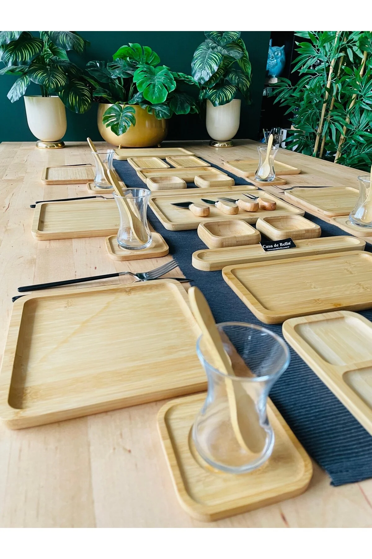 ست صبحانه چند رنگ بامبو 38 قطعه خدمات مربع 6 مجموعه مردم CASA DE BELLA