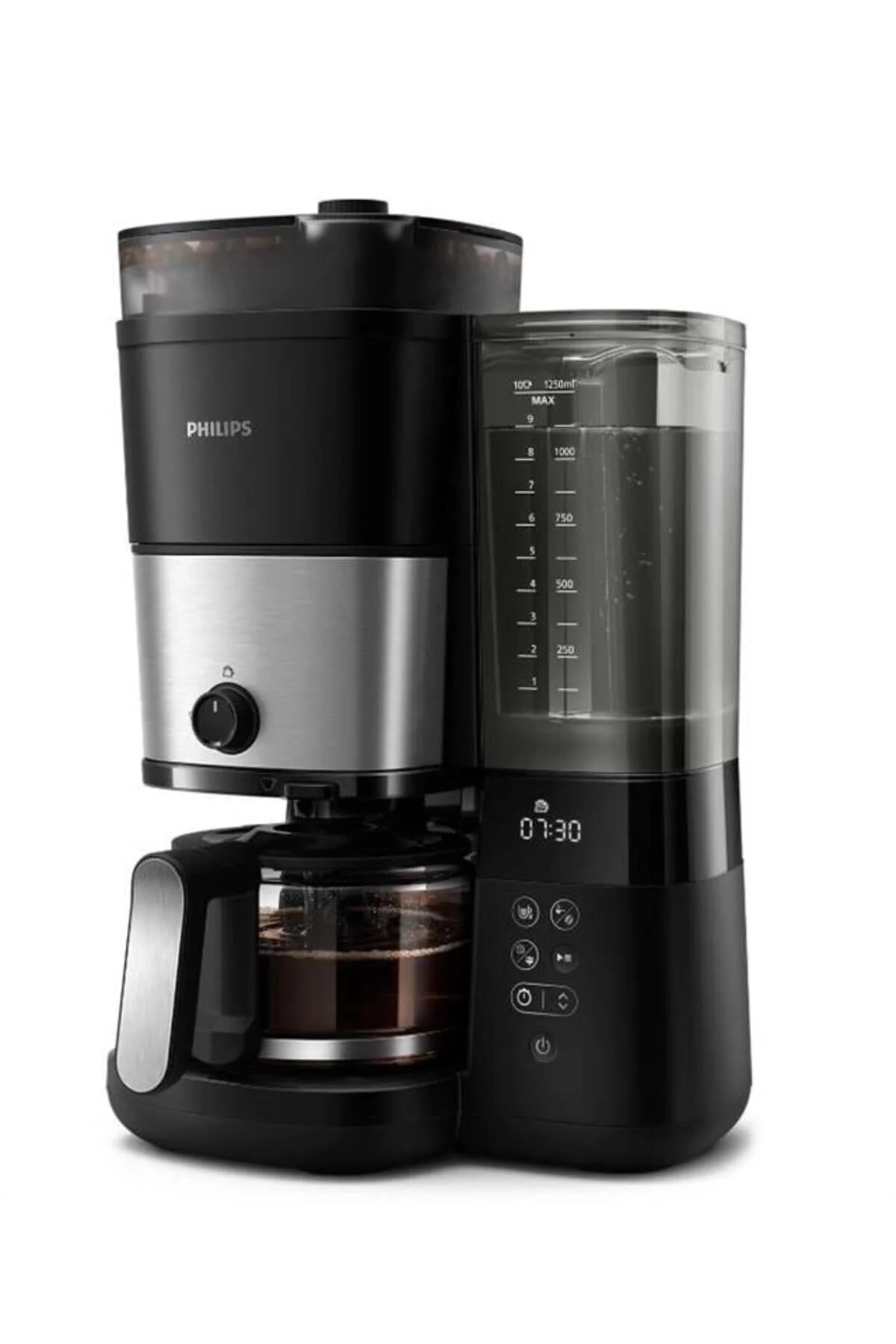 قهوه ساز فیلتری دستگاه فیلتر ALL IN 1 با آسیاب دم قیف دانه ای کاراف شیشه HD7888 01 اورجینال Philips