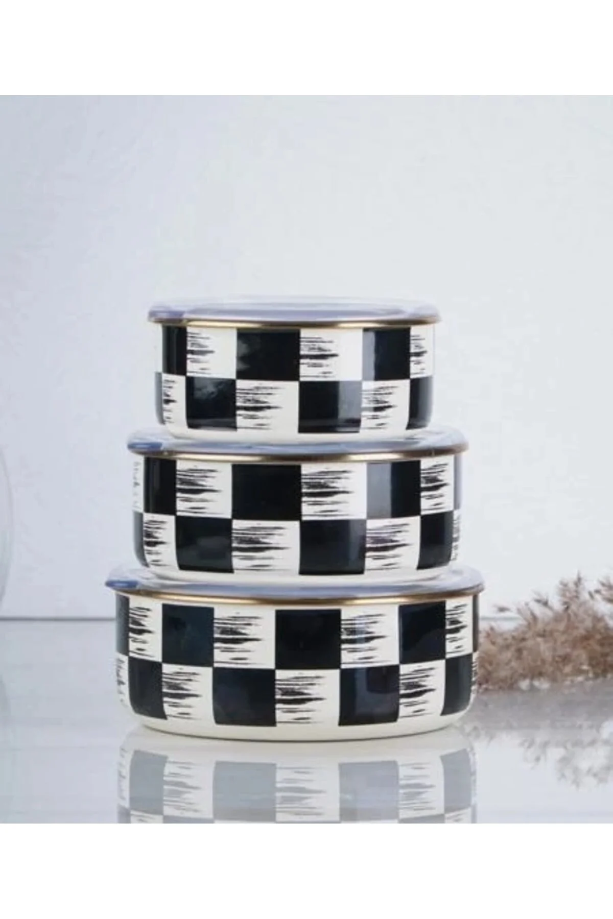 ظرف نگهدارنده QUALTA KING EANAMEL 3 LU CONTAINER CHECKERED ACAR