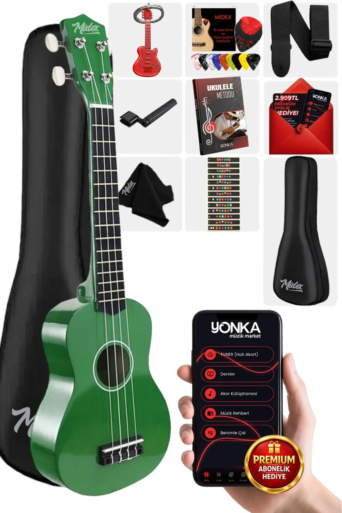 اوکلله UKX 233GR کنسرت سبز UKULELE روش آویزان PENA Midex