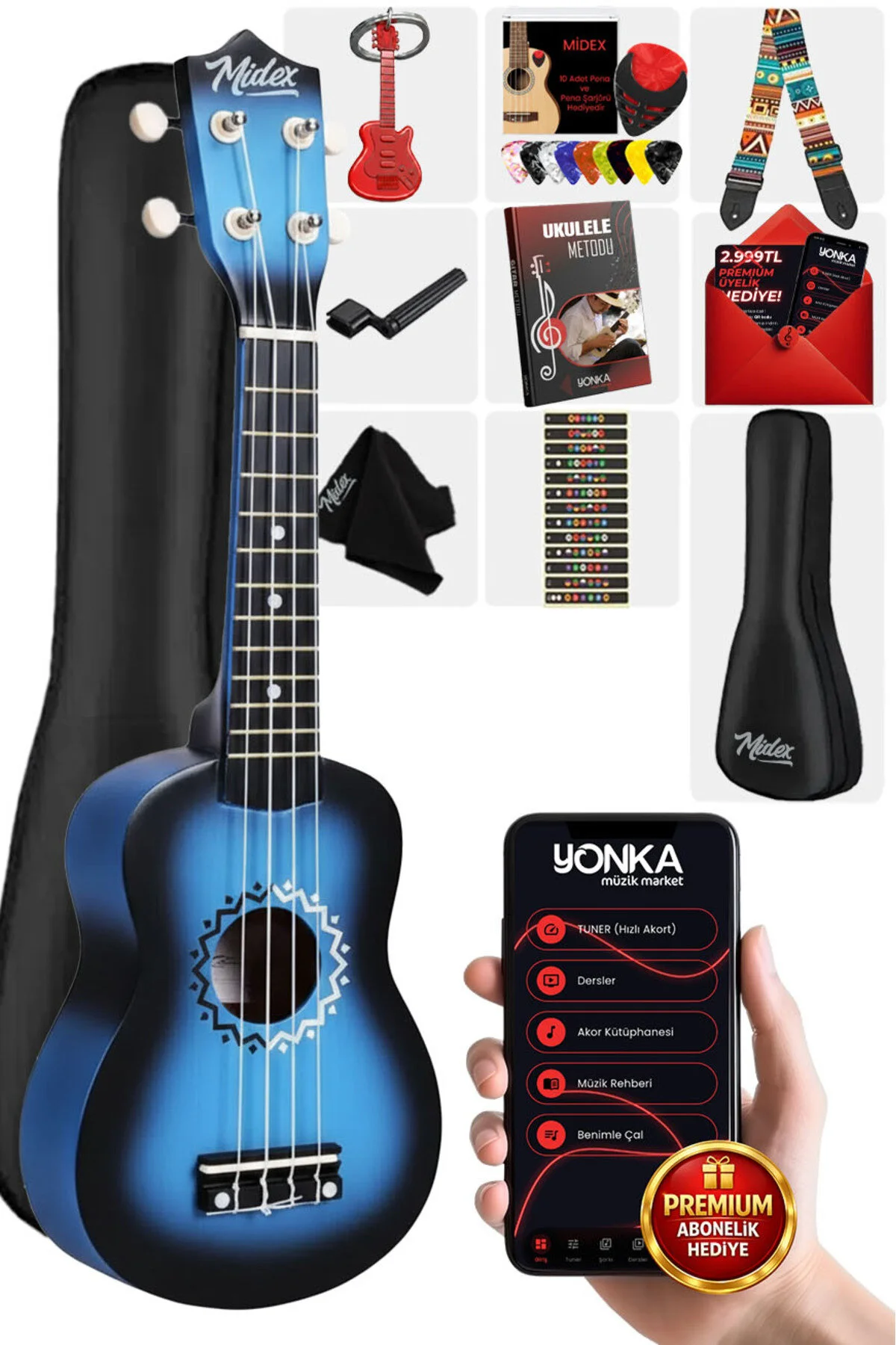 اوکلله UKX 600BL SUNBURS EFECT MAUN CONCERT UKULELE مجموعه کامل Midex