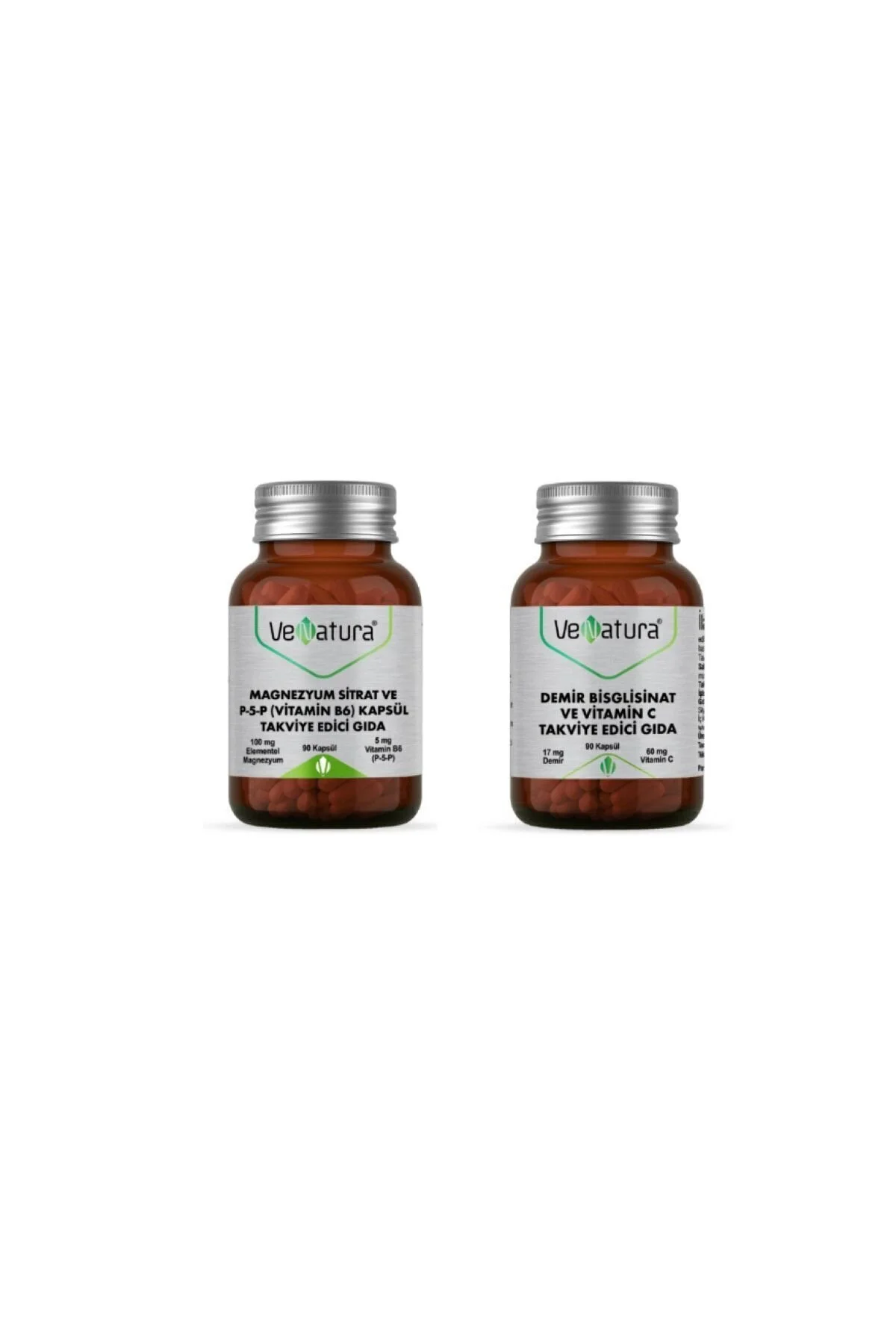 ویتامین آهن BISGLICISAT و C 90 کپسول + منیزیم سییدر P5P B6 Venatura