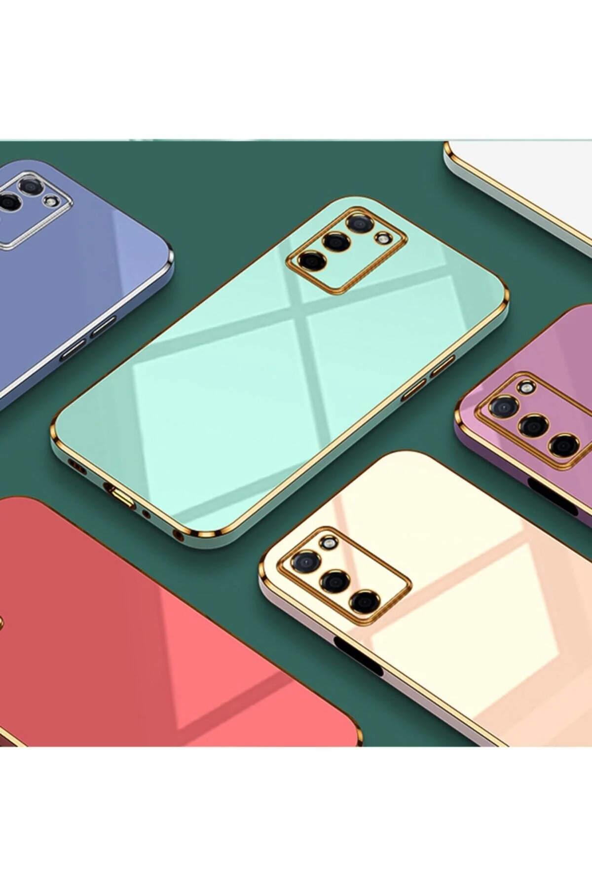 کاور و قاب سیلیکونی لوکس با لبه های یاسی جزئیات طلایی برای OPPO A16 Molly Technology