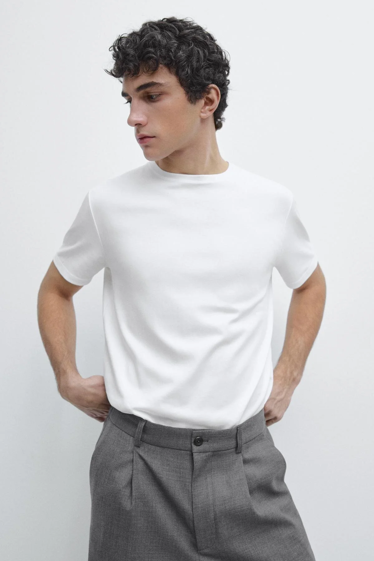 تی شرت 100 ٪ MERSERTZE COTTON T SHTRT Massimo Dutti