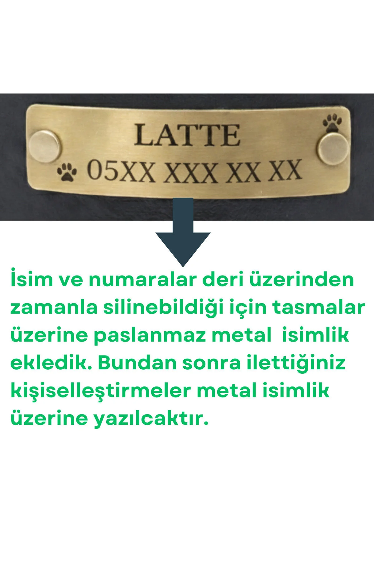 قلاده سگ نام شخصی چرم گیاهی طبیعی حلقه D جوش داده شده از جنس استنلس استیل اورجینال Bakani Leather