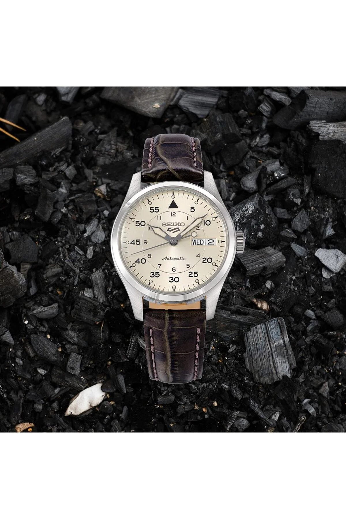 ساعت مردانه SRPJ87K1 کرم خاکستری چرمی اتوماتیک 36 میلی متر سیکو اورجینال Seiko