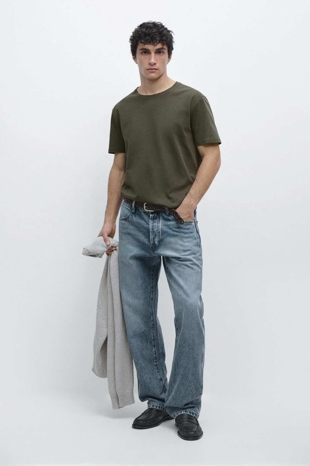 تی شرت 100 ٪ MERSERTZE COTTON T SHTRT Massimo Dutti