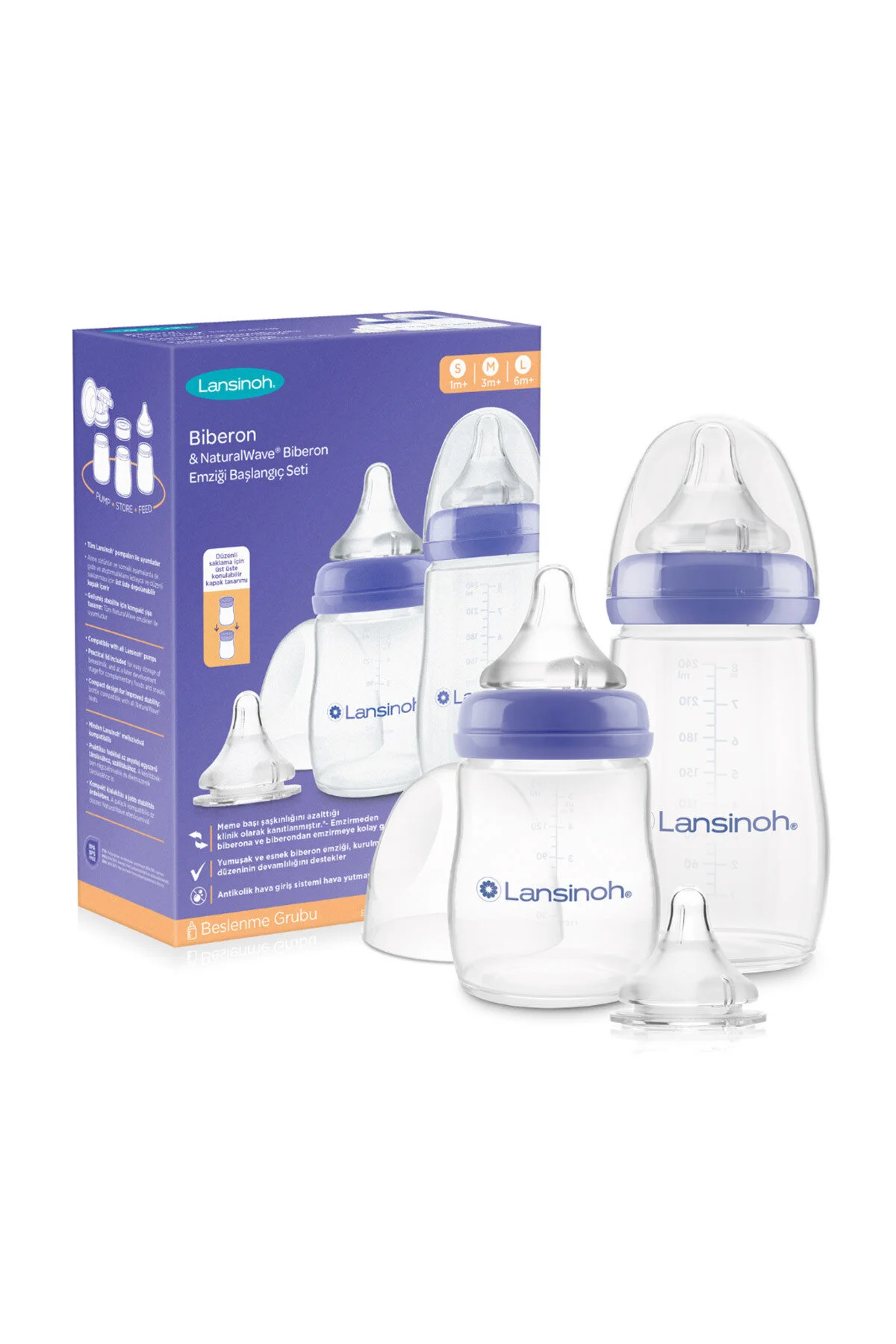 شیشه تنظیم بطری موج طبیعی اورجینال LANSINOH