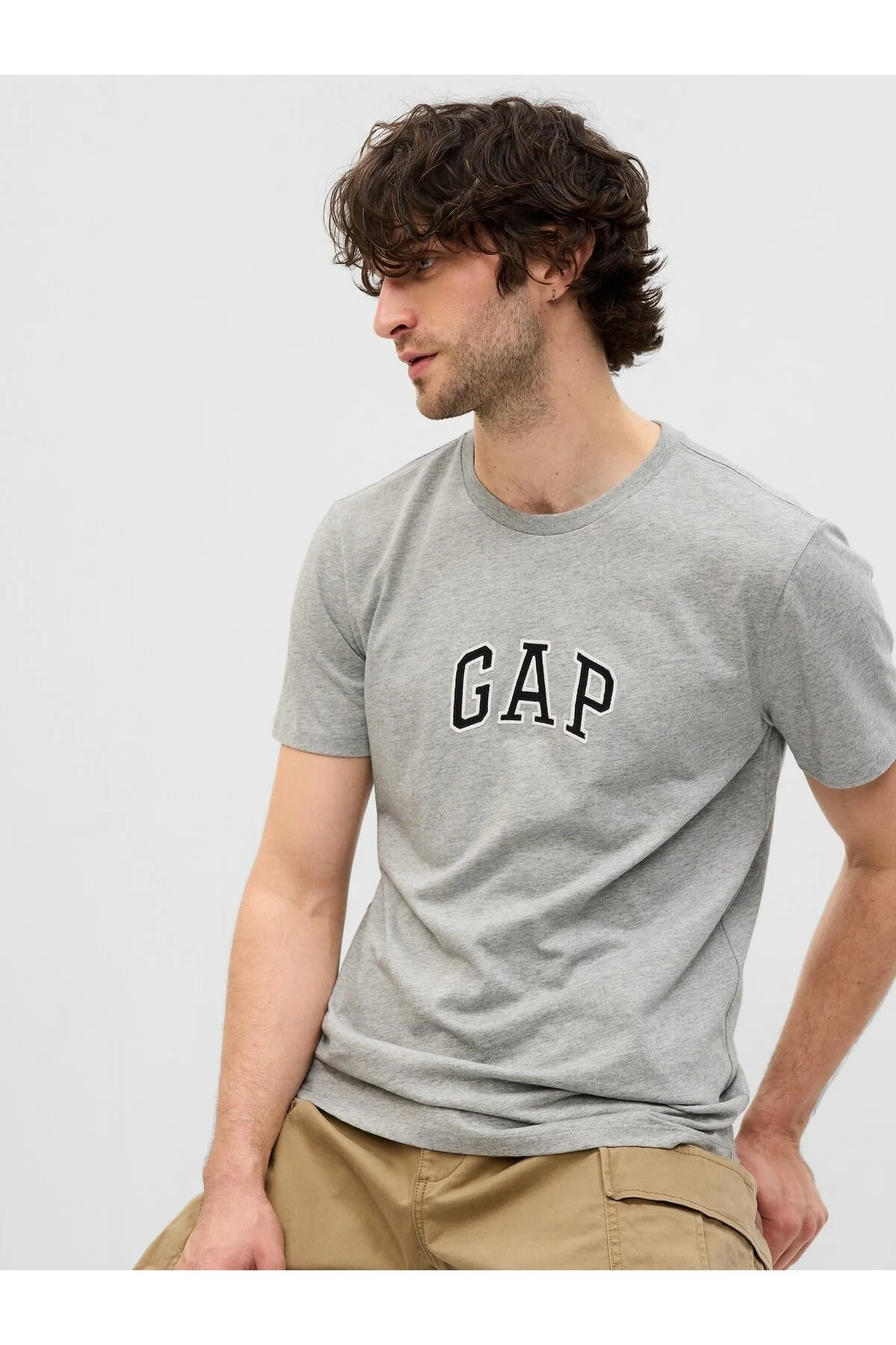 تی شرت آرم خاکستری مردان GAP