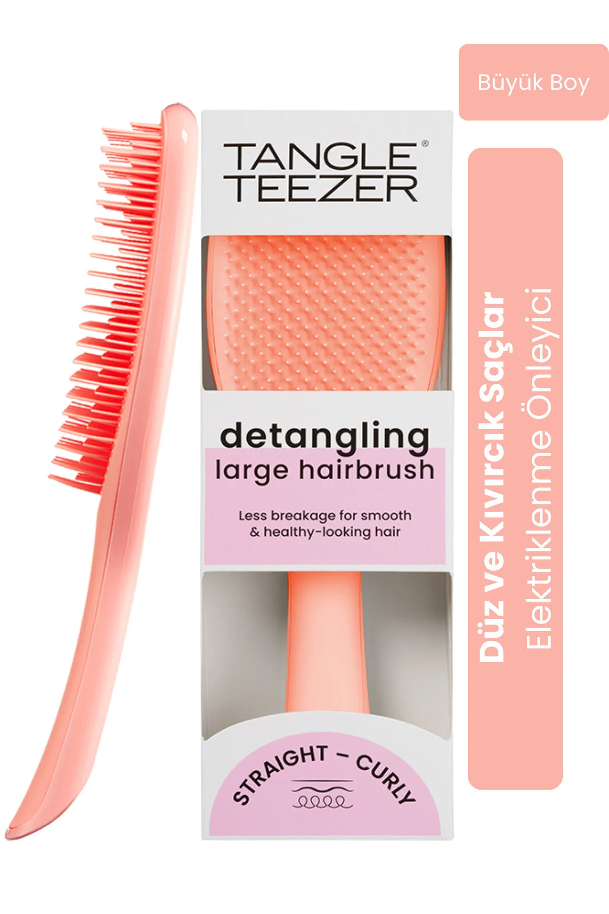 برس و شانه مو صورتی هلو بزرگ مرطوب Tangle Teezer