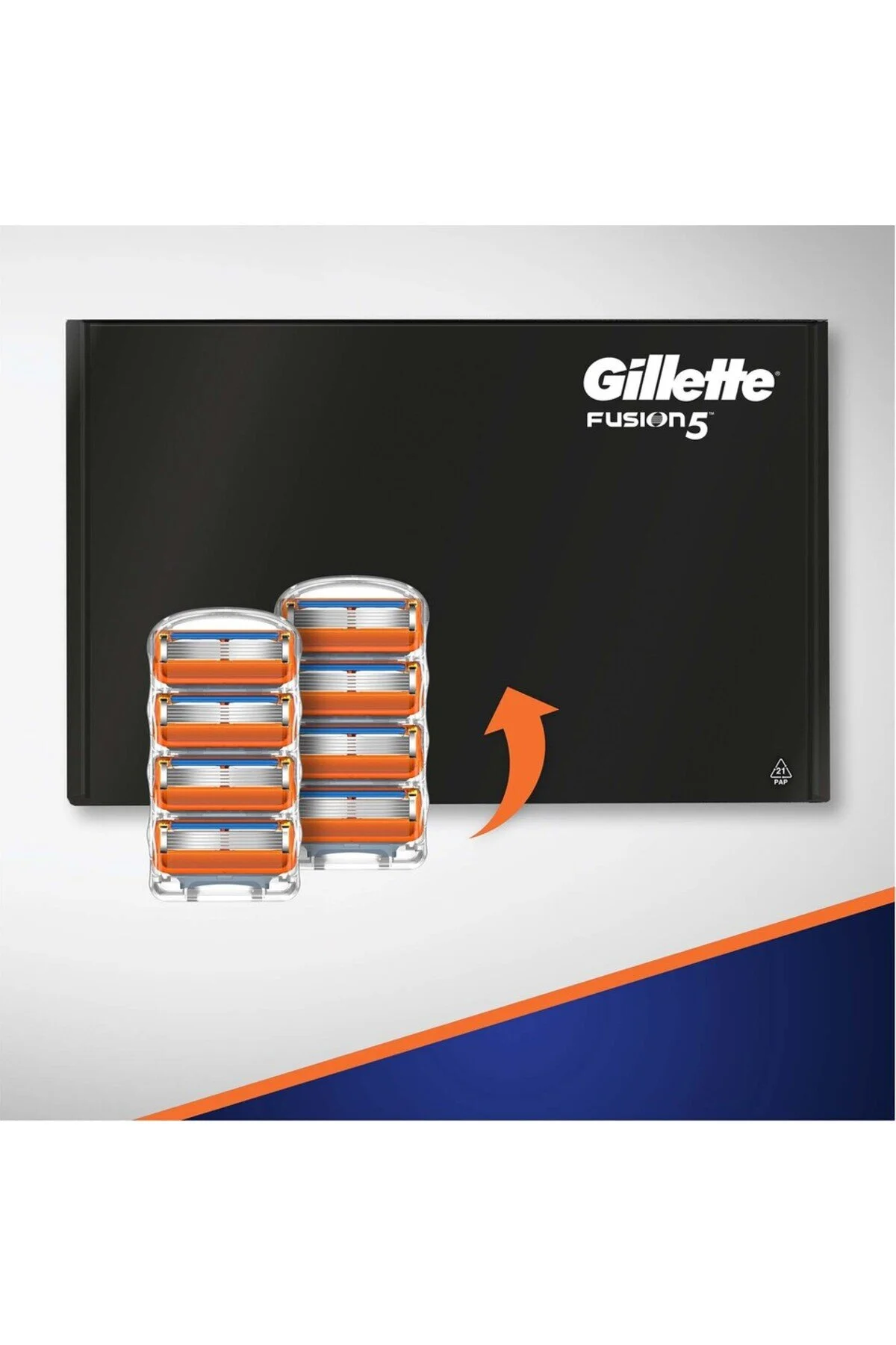 Gillette تیغ اصلاحی ۵ تیغه قدرت Fusion 5 SPARE 8 بسته کارتنی