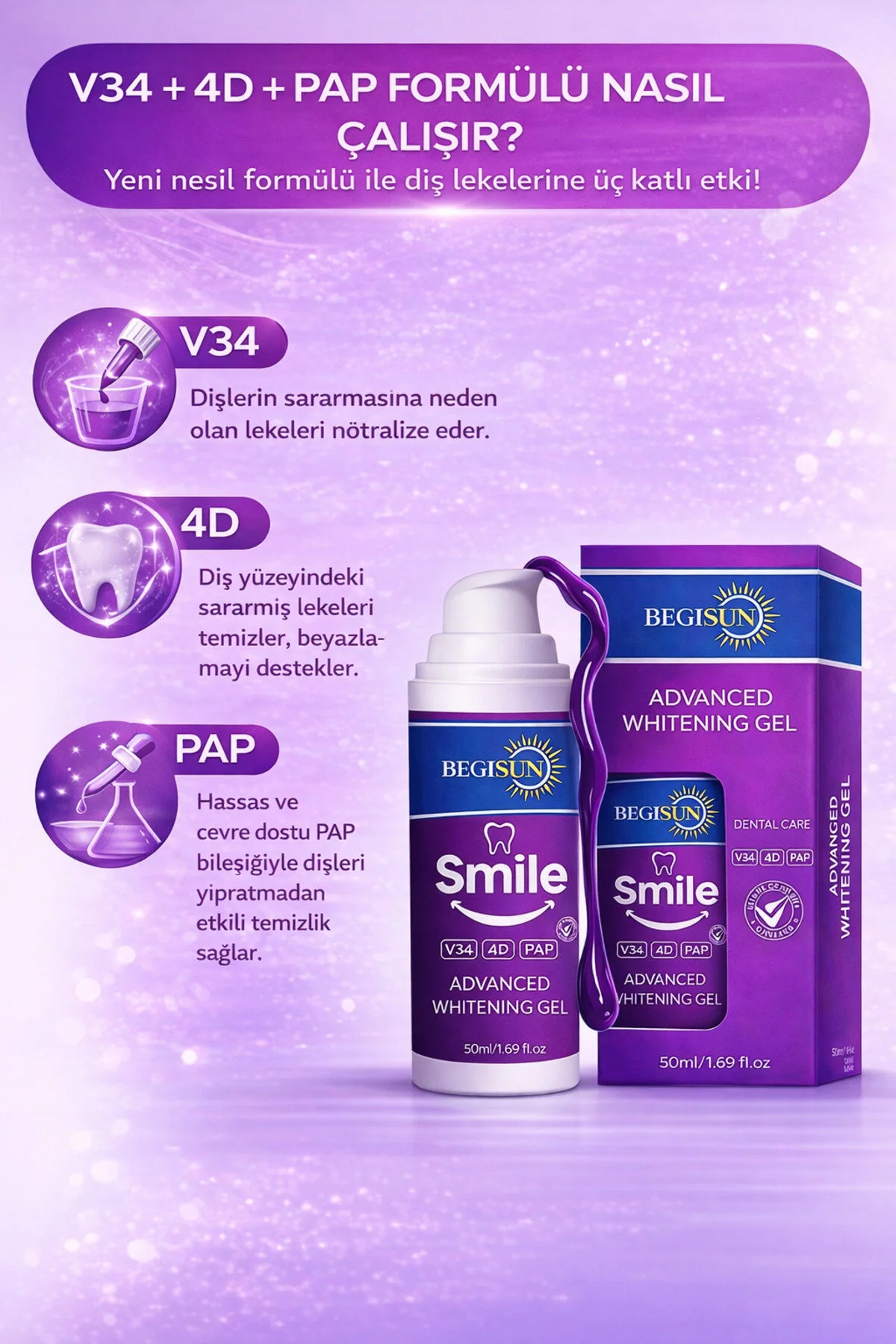 Hismilekit ژل سفید کننده دندان بنفش ۳۰ میلی لیتر