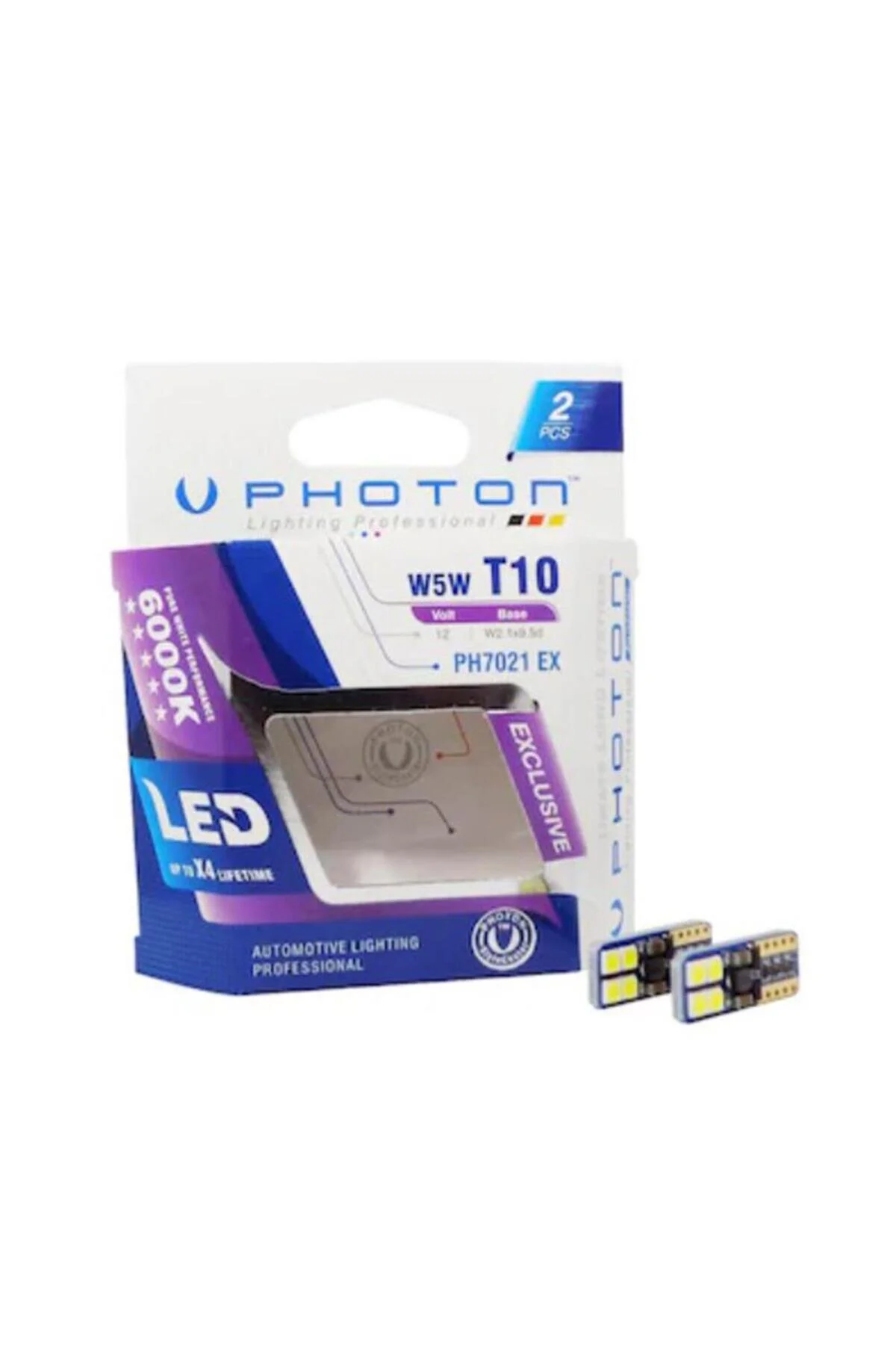 لامپ خودرو T10 W5W 12V LED CANBUS 2 قطعه PH7021 EX B2 Photon