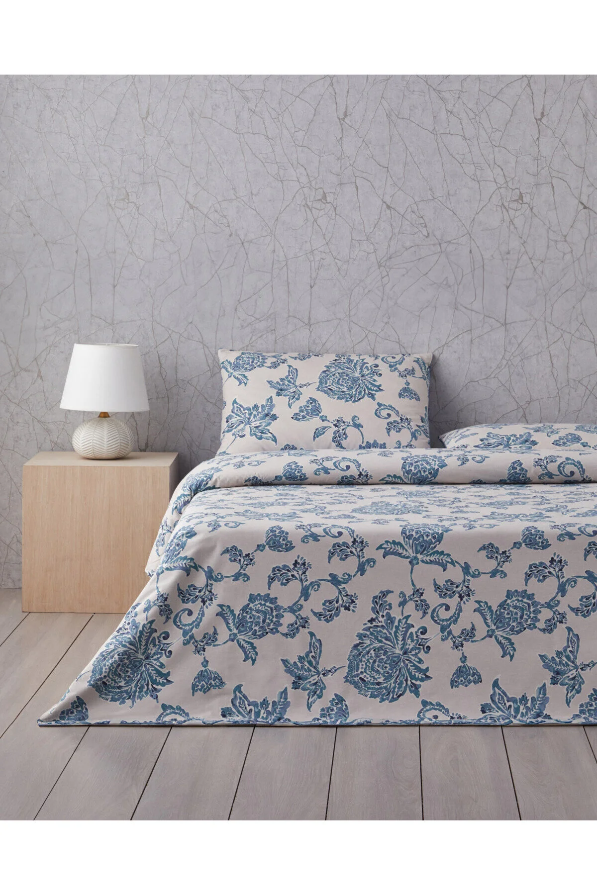 کاور لحاف یک نفره CURIOLEAF پنبه تختخواب 160X220 سانتی متر آبی بژ English Home