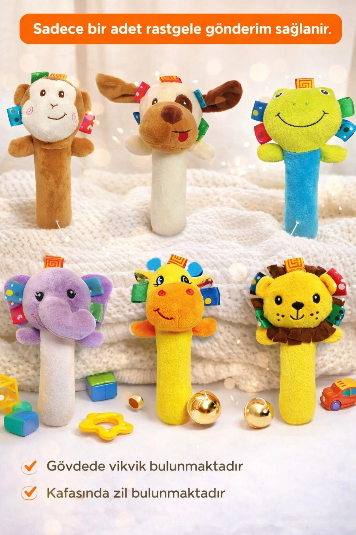 اسباب بازی های پشمی حیواناتی که اغلب جغجغه می کنند 1 قطعه از ترکیه Sozzy Toys