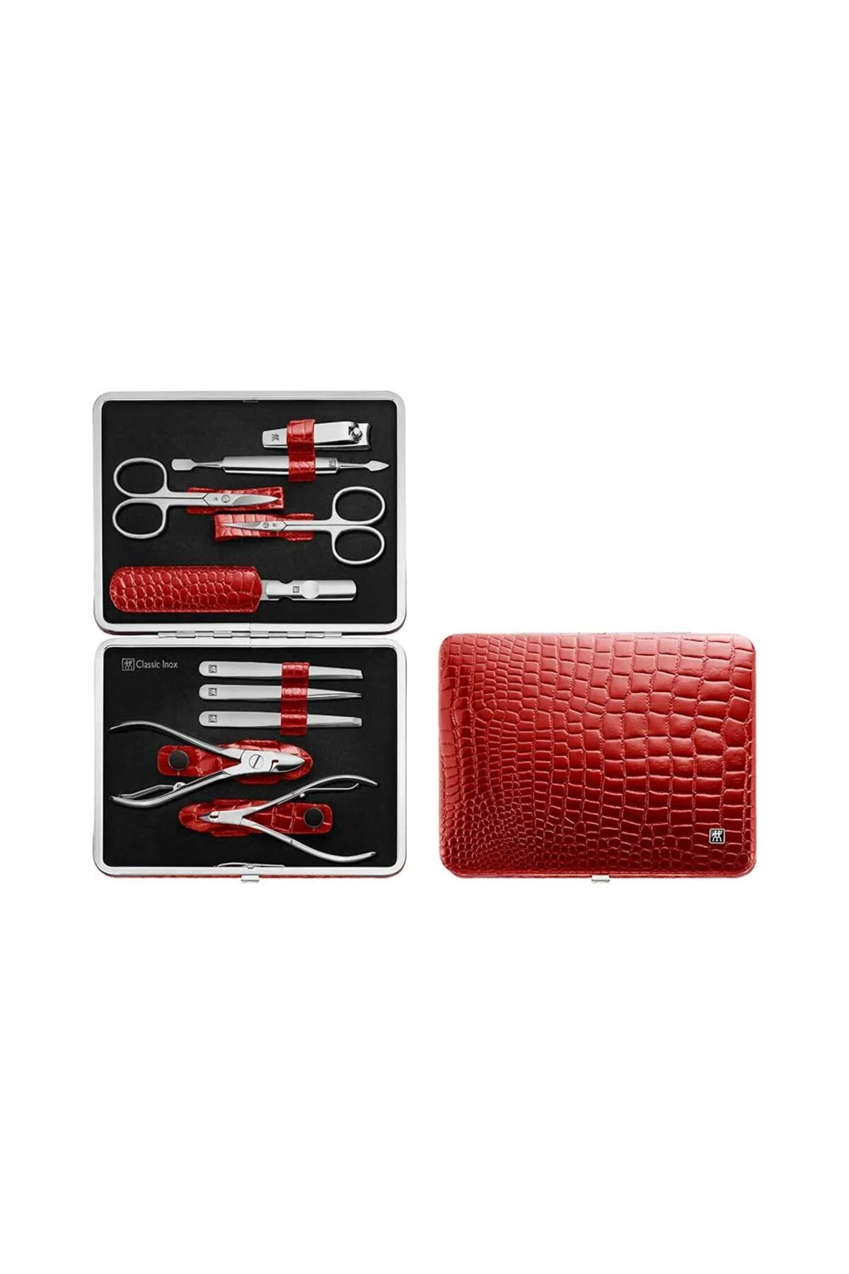 ست مانیکور و پدیکور پوست کلاسیک گوشت گاو 10 قطعه قرمز Zwilling