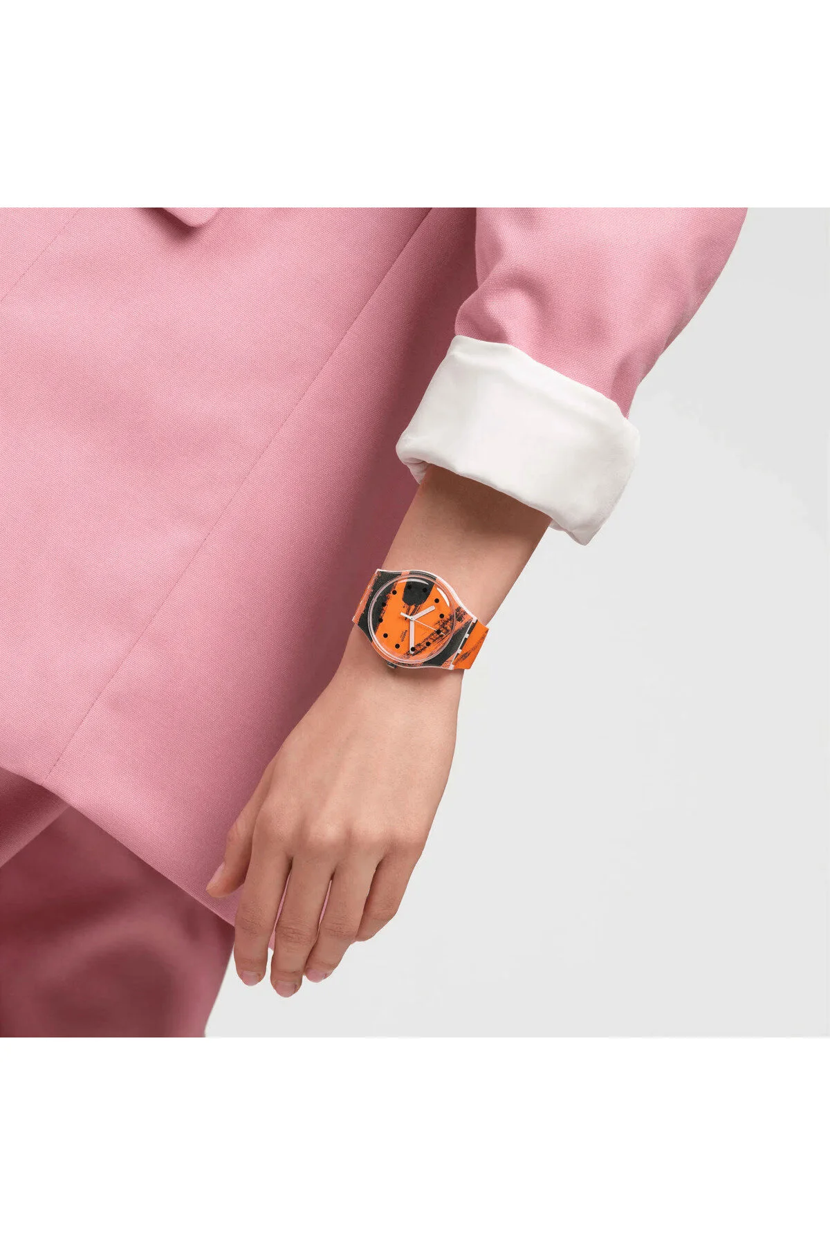 ساعت SUOZ362 SWATCH BARNS GRAHAM'S ORANGE AND RED ON PINK مچی یونیسکس اورجینال Swatch