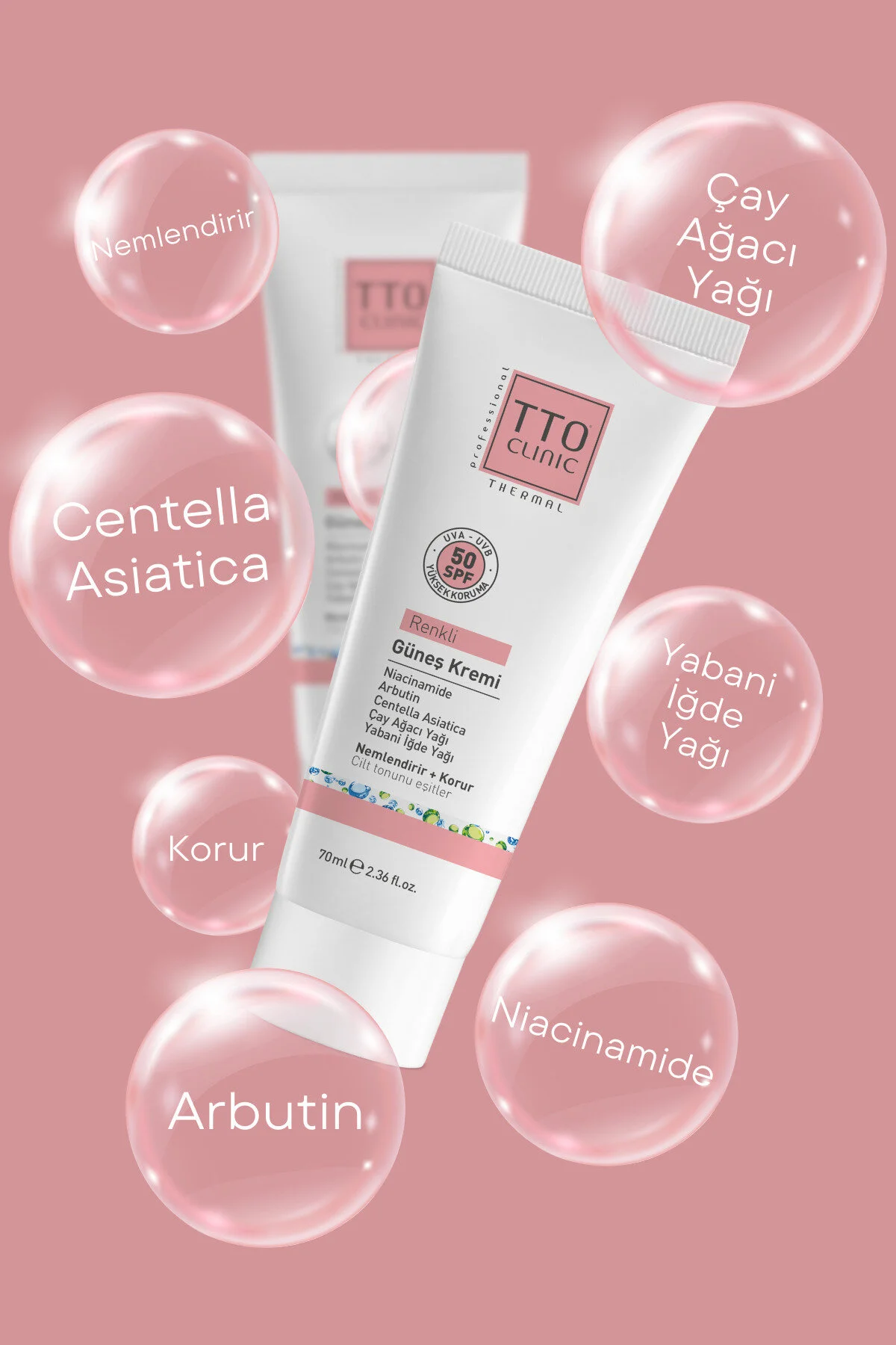 کرم ضد آفتاب صورت رنگارنگ کلینیک 50 SPF 70 میل Tto