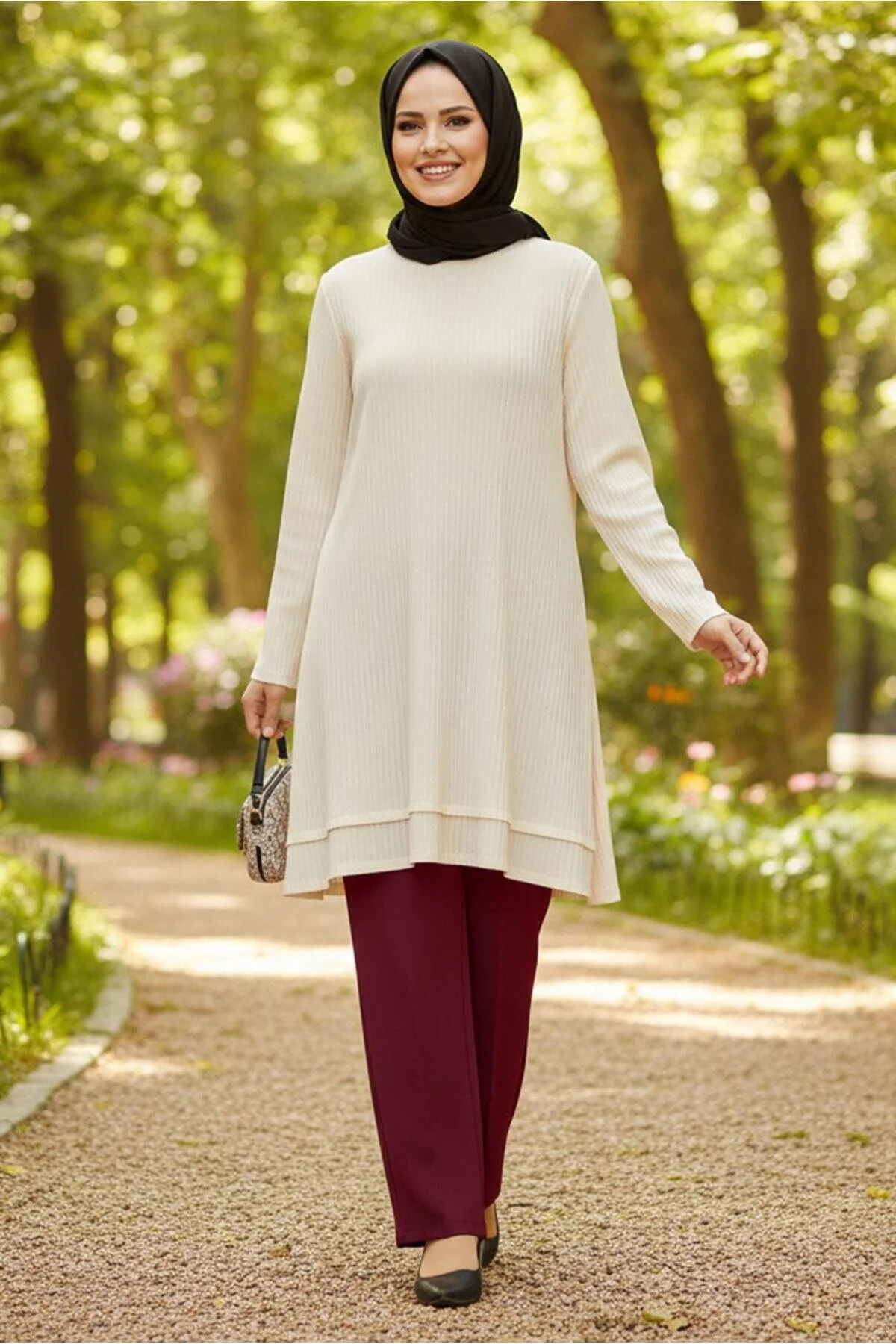 شلوار پارچه ای قرمز زنانه کمر بالا 70738 آلوینا Alvina