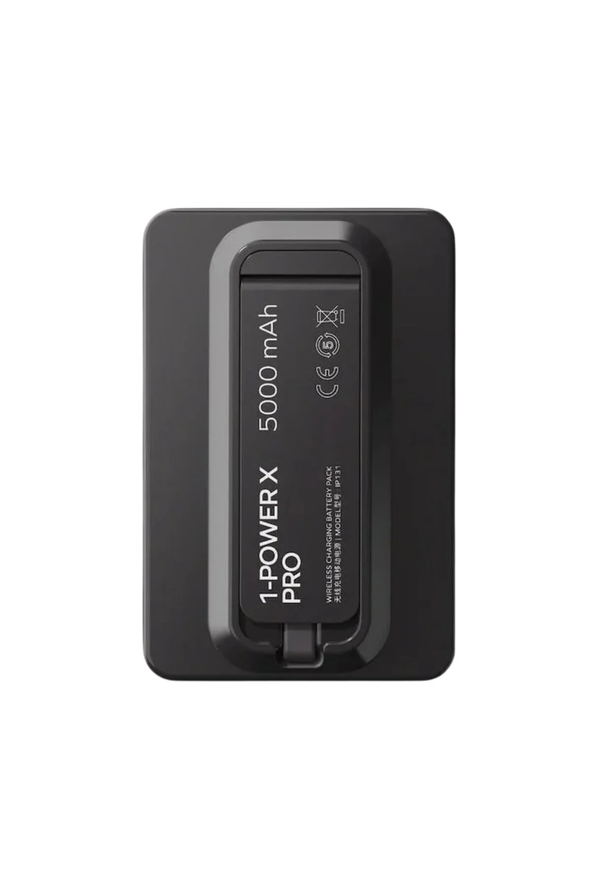 پاوربانک 1 بسته باتری بی سیم مغناطیسی POWER X PRO 5000 میلی آمپر ساعت با پایه و کابل USB C داخلی مشکی اورجینال Momax