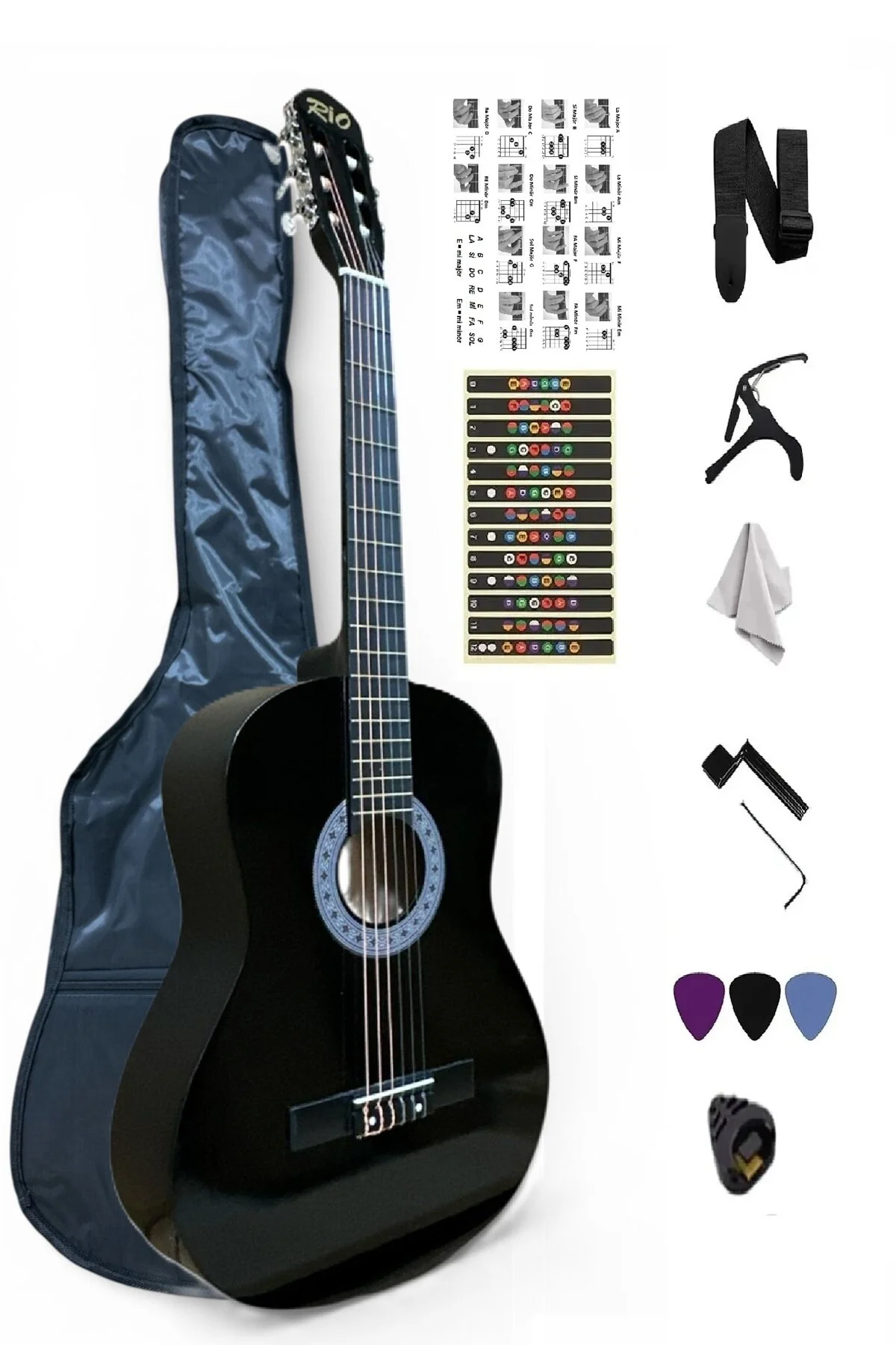 گیتار 4 مجموعه کلاسیک سیاه müzikhane