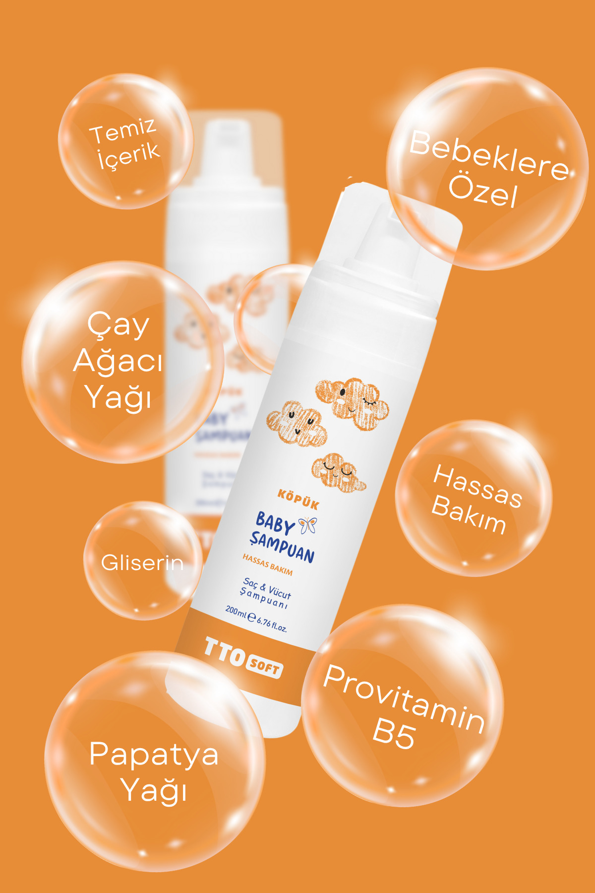 ژل دوش پسرانه و دخترانه بچگانه شامپوی فوم کودک نرم 200 میل Tto