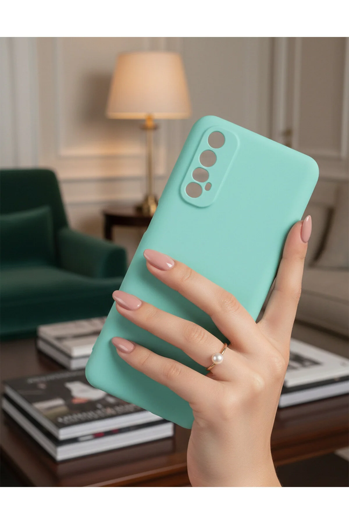 کاور و قاب محافظ دوربین رنگی مات مخملی سازگار با REALME 7 فیروزه ای Hatreds