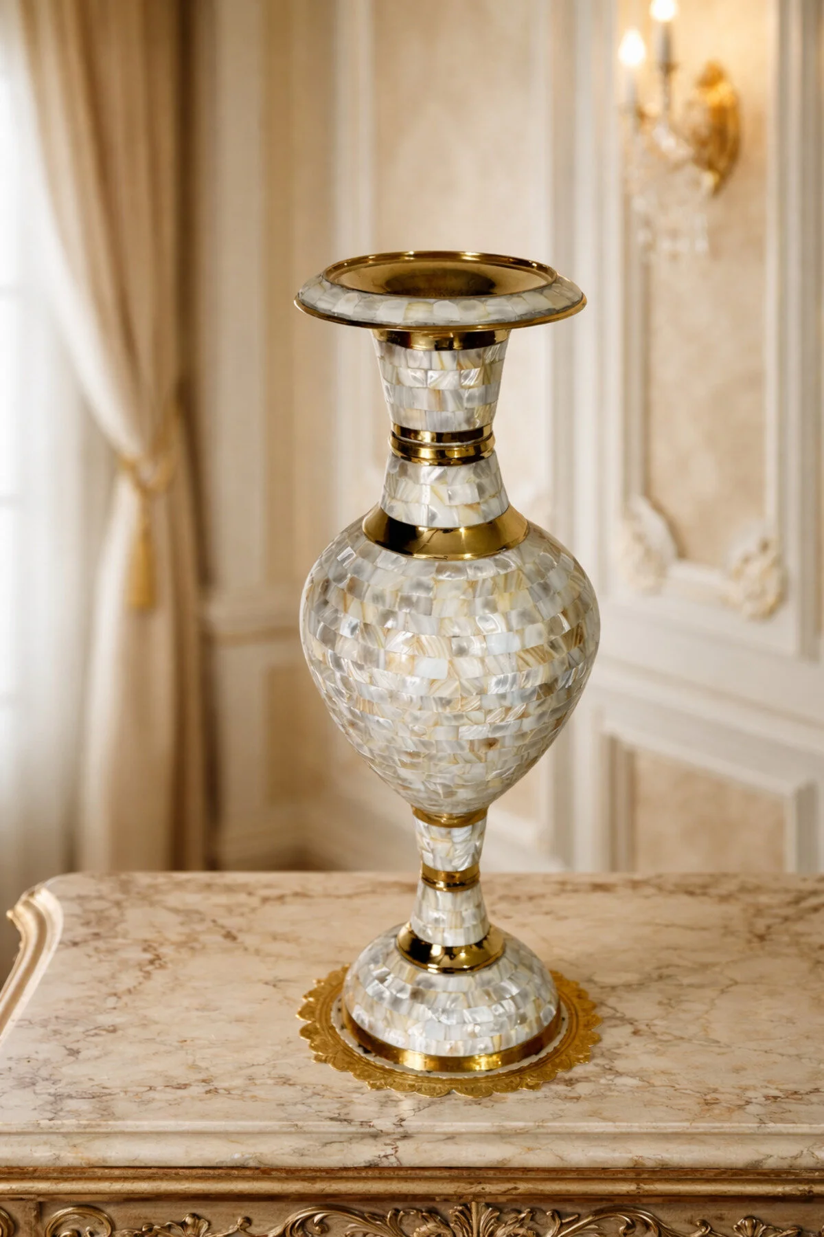 گلدان برنج پوشش SEDEF ESTERHOMEDECOR 35CM Handmade