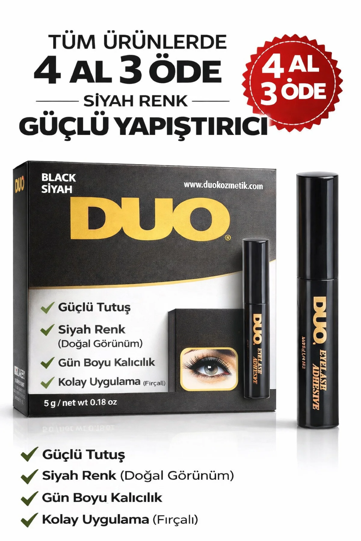 مژه مصنوعی چسبنده بزرگسالان 5 گرم سیاه Duo