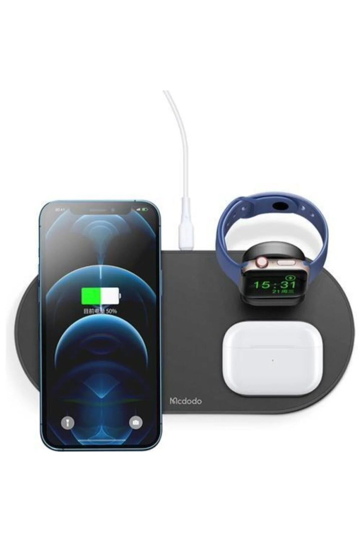پایه نگهدارنده تلفن در خودرو 3IN1 IPHONE AIR POD APPLE WATCH MAGSAFE شارژر بی سیم BLACK CH 7061 Mcdodo