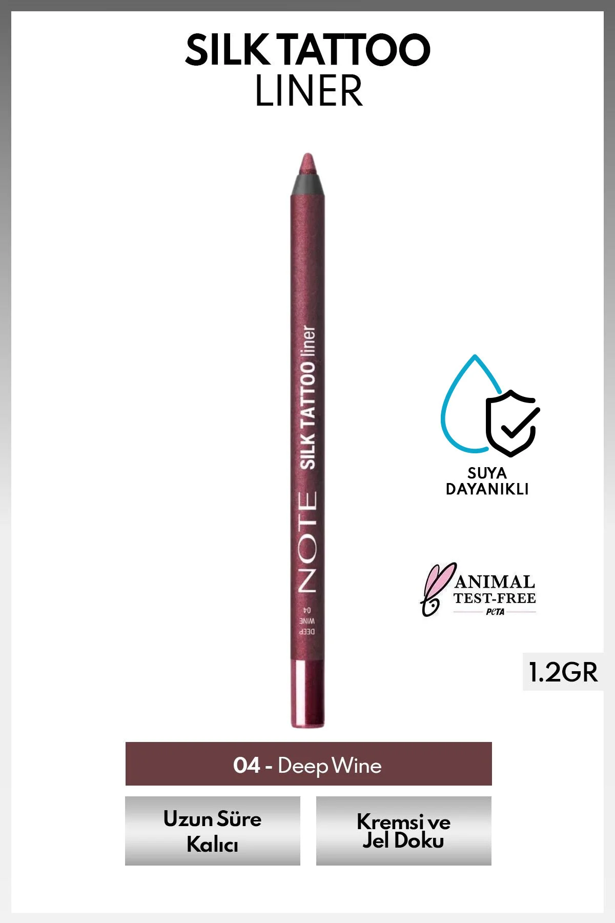 مداد چشم ژل ابریشمی ضد آب مدل Silk Tattoo شماره 04 رنگ بورگاندی نوت کازمتیکس Note Cosmetics