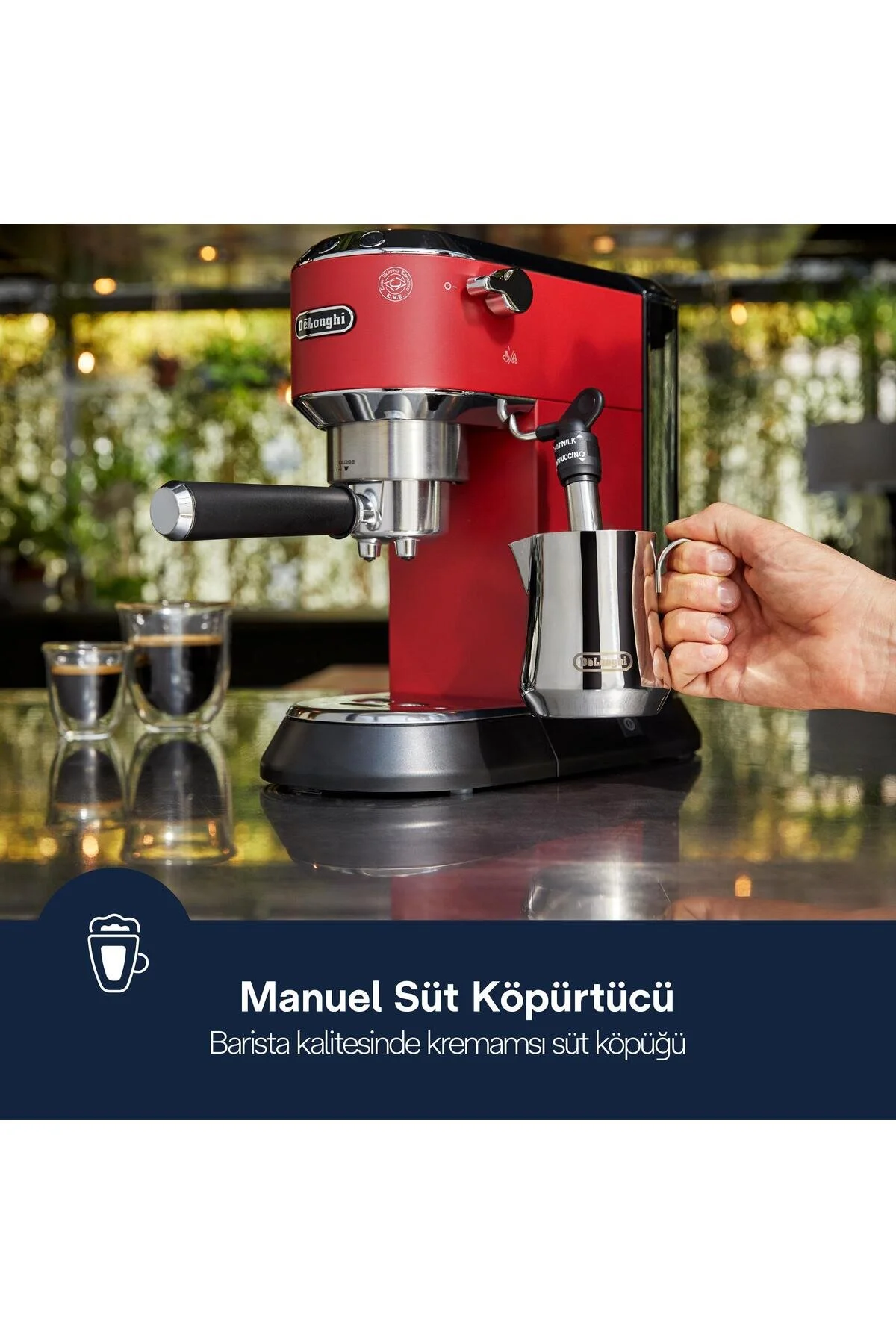 دستگاه اسپرسو و کاپوچینو DEDICA EC685.R قهوه دستی دلونگی Delonghi