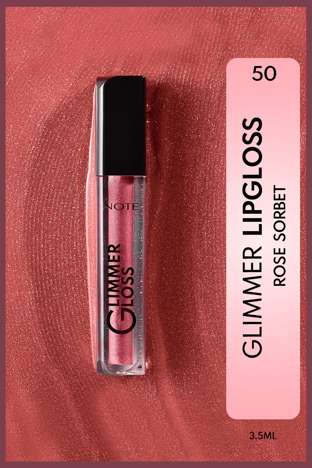 براق کننده لب رنگی و مرطوب کننده 50 رنگ صورتی سوربت نوت کازمتیکس Note Cosmetics
