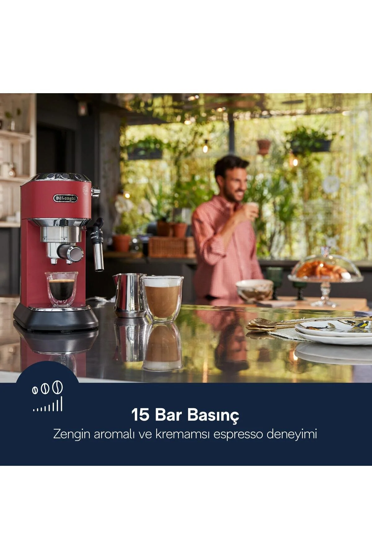 دستگاه اسپرسو و کاپوچینو DEDICA EC685.R قهوه دستی دلونگی Delonghi