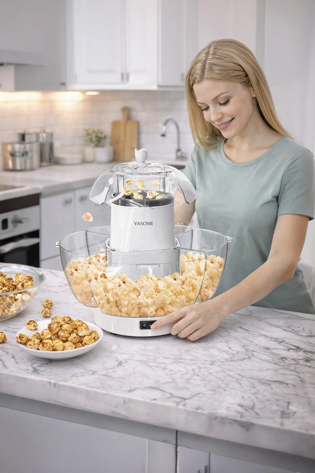 دستگاه پاپ کورن ساز پرتابل 70 گرمی CRISPO با ظرفیت 1200 وات اورجینال Yasomi