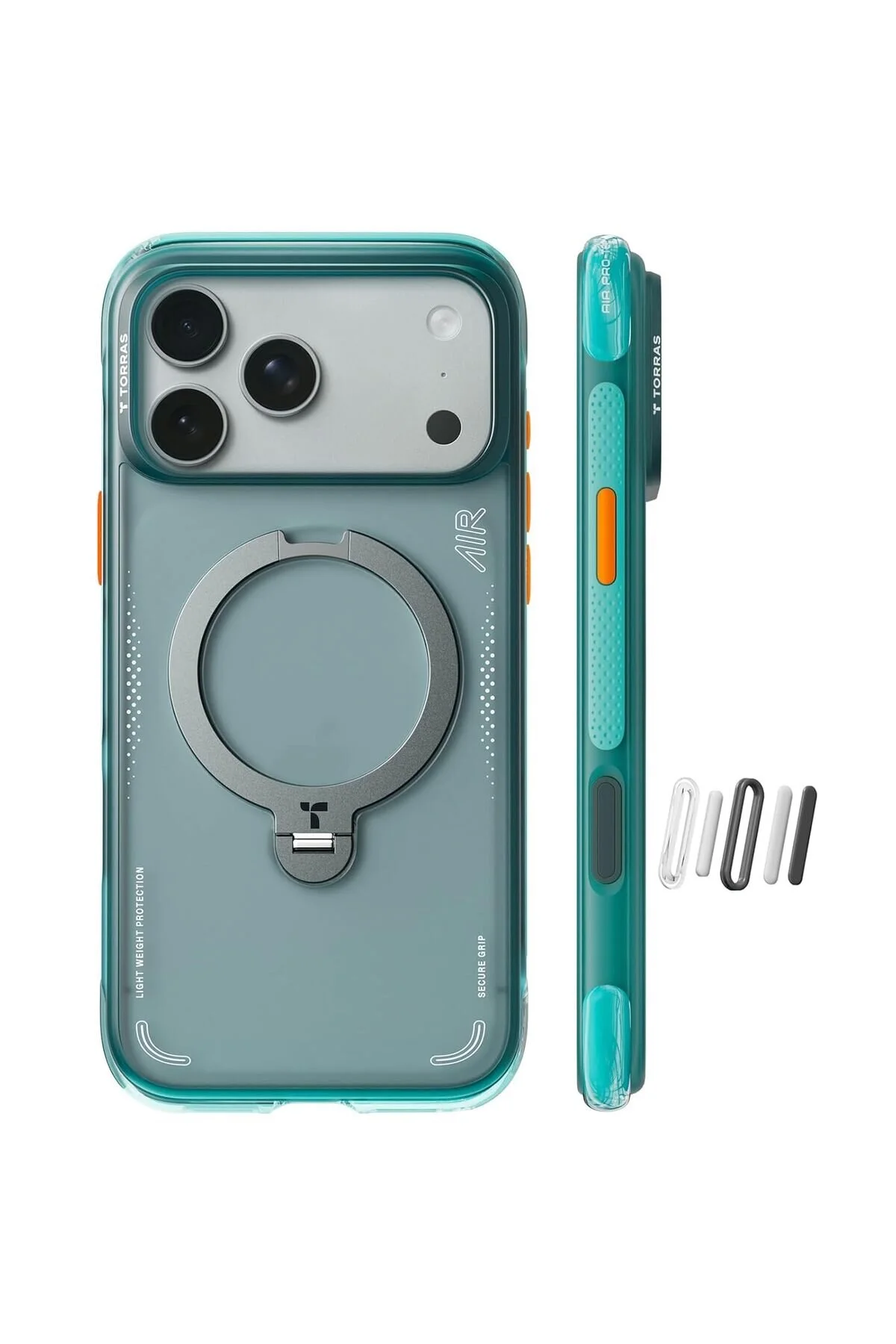 کاور و قاب IPHONE 17 PRO MAX MAGSAFE سازگار O STAND SPIN AIR CASE – فیروزه ای مقاوم در برابر ضربه TORRAS