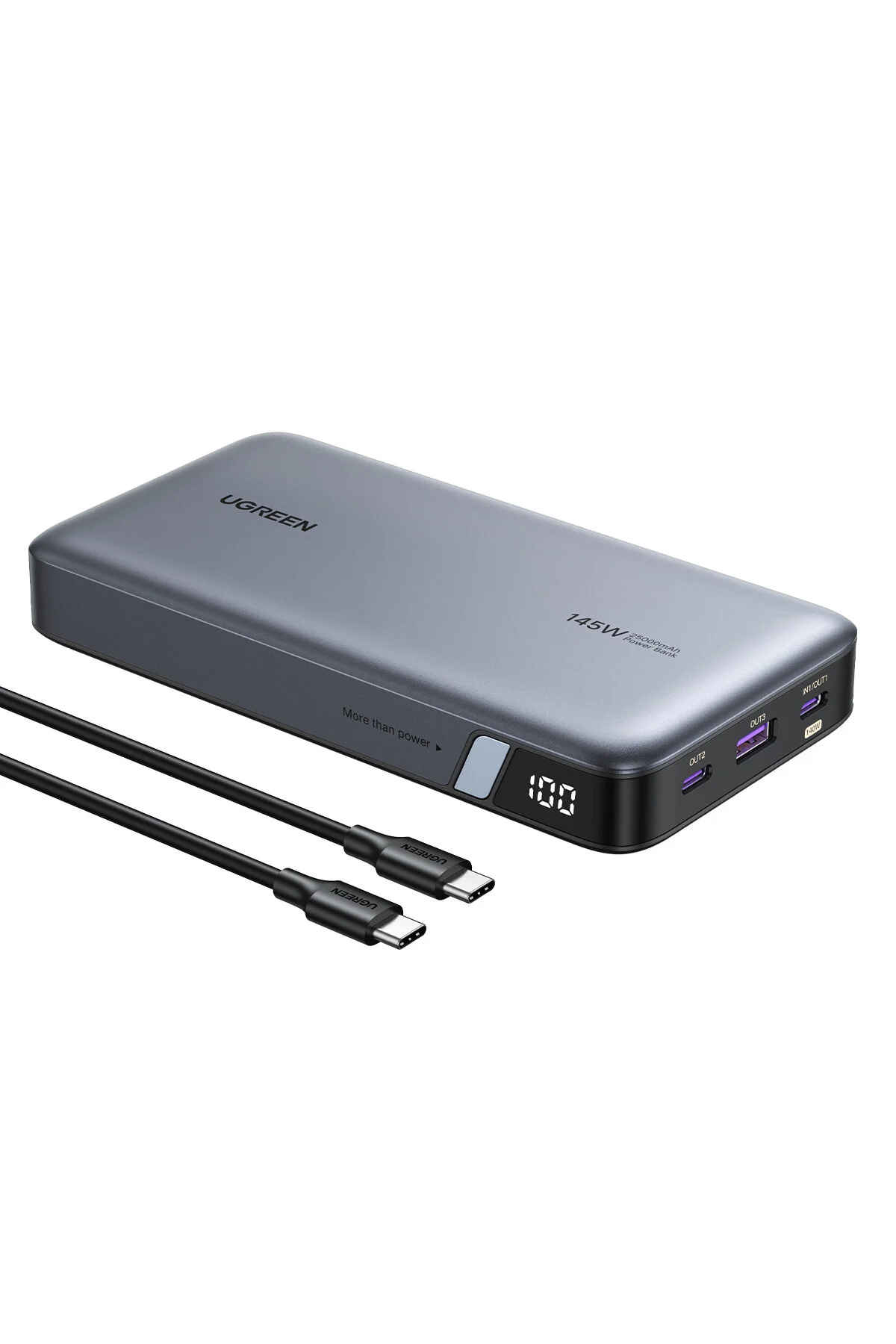 پاوربانک 25.000MAH 145W PD QC LED صفحه نمایش شارژر سریع قابل حمل POWERBANK PB205 Ugreen