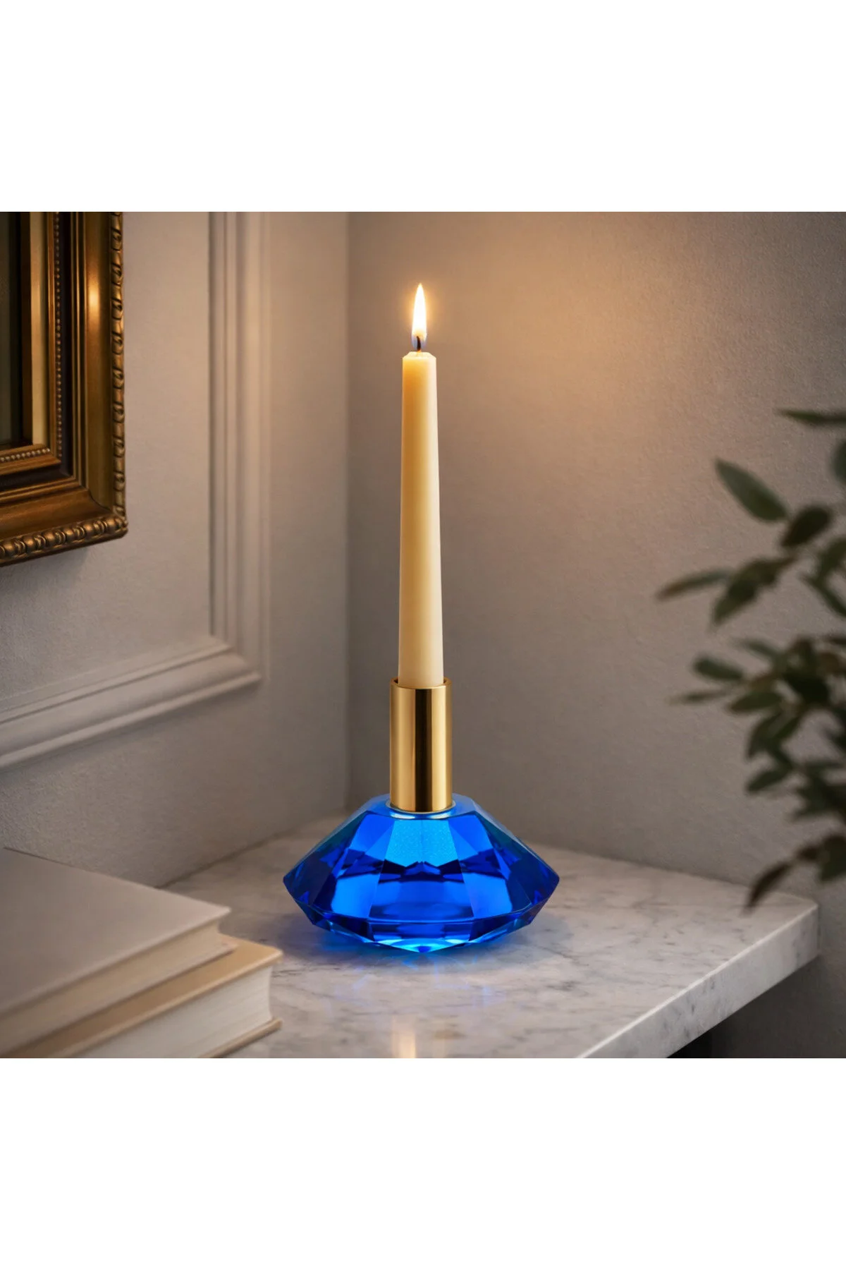 فیگور جا شمعی طلای آبی FINNES 8X8X7,5CM دکوراسیون منزل تزیینی مناسب برای خشک کردن با پارچه مرطوب 1 عدد Genel Markalar