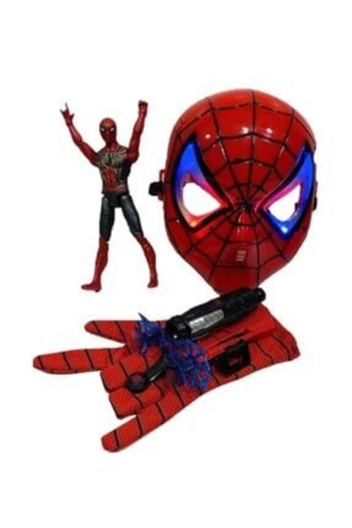 اسباب بازی های فیگور دیگر دستکش پرتاب تور + ماسک روشن ست 18 سانتی متری 3 از ترکیه Spiderman