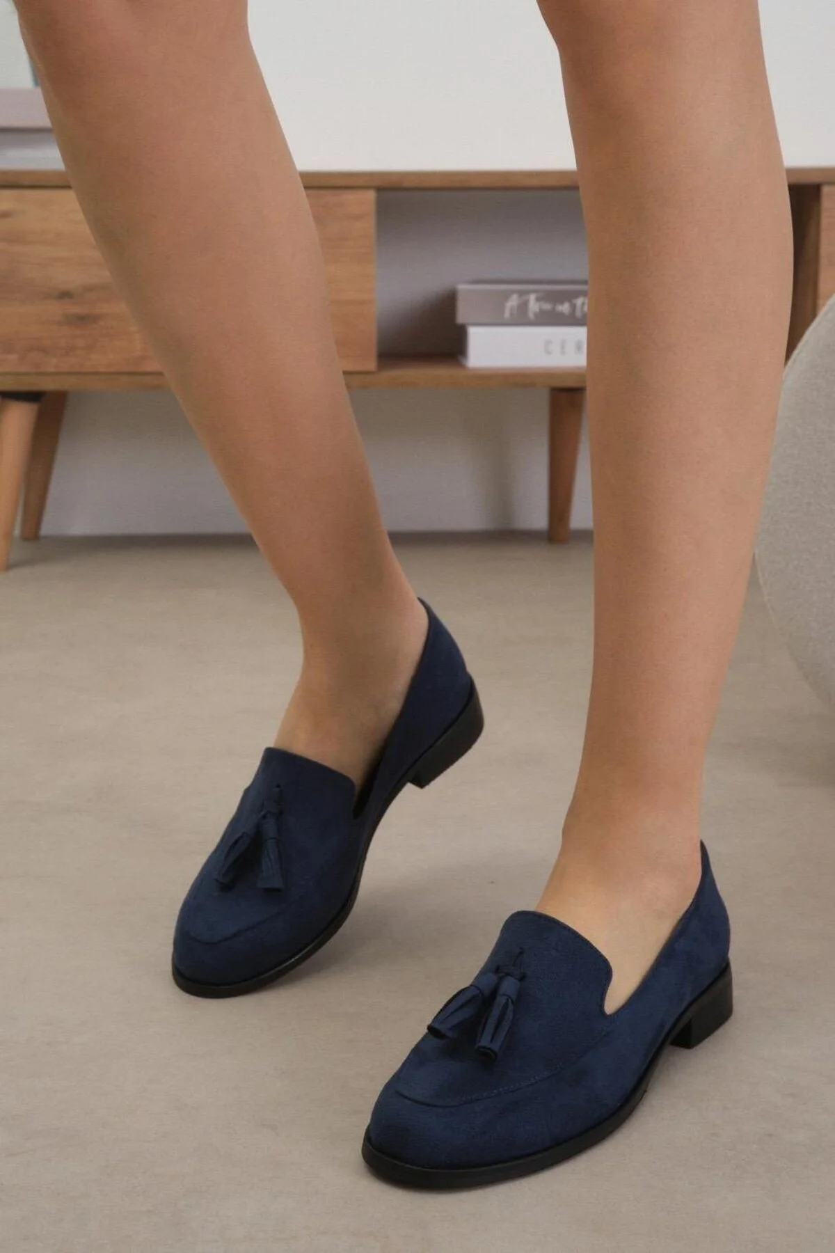 لوفر آبی زنانه کفش های آکسفورد Iris Navy Blue Color Suede Oxford Daily Flat Mio Gusto