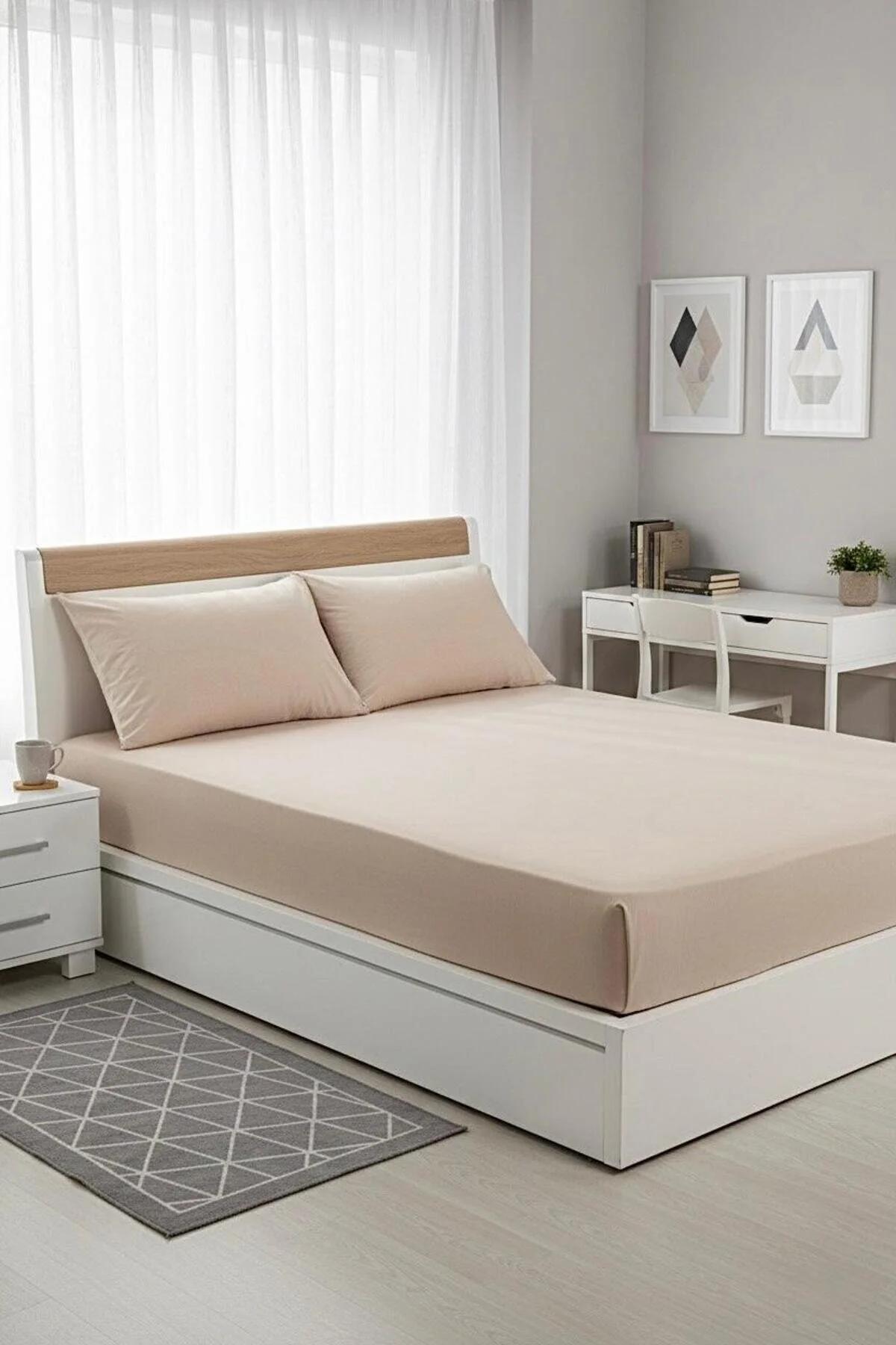 ست ملحفه دو نفره LIFE 160X200 لاستیکی دروغ دروغ+2 بالش شیر üntaş