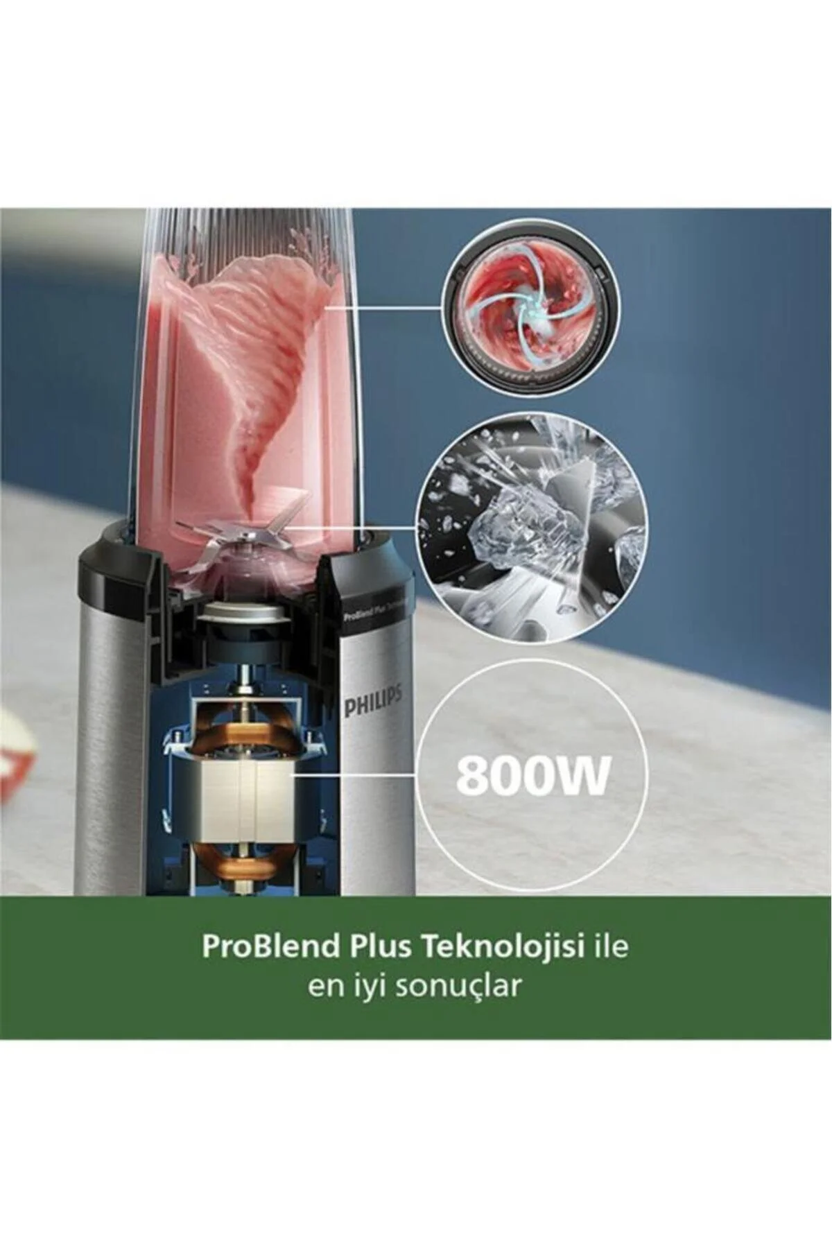 مخلوط کن شخصی بلندر 800 واتی سری 5000 فناوری PROBLEND PLUS کاسه ظرفیت 0.7 لیتری HR2764 00 اورجینال Philips