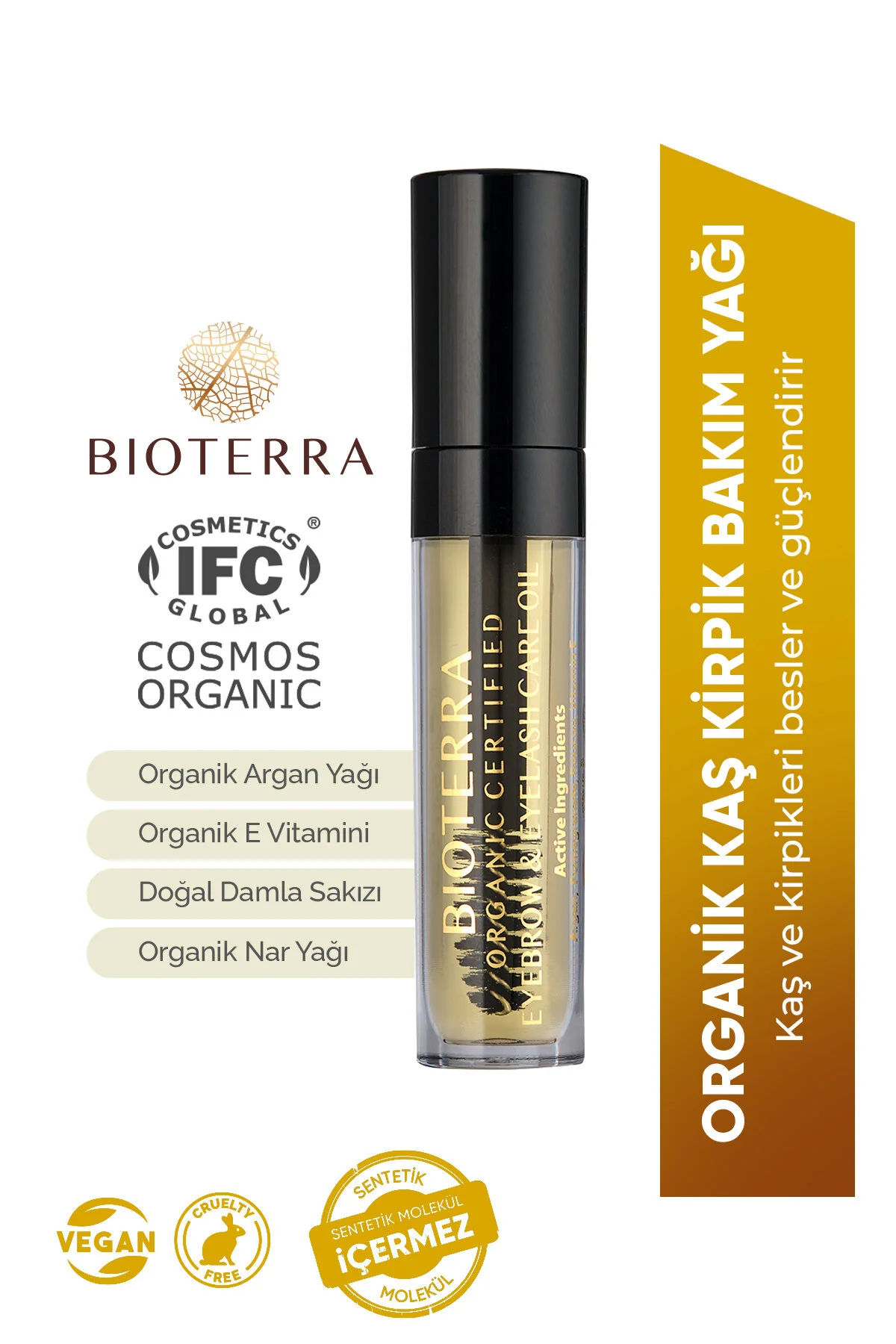 سرم ابرو و مژه ارگانیک 5 میلی لیتر با فرمولاسیون طبیعی Bioterra