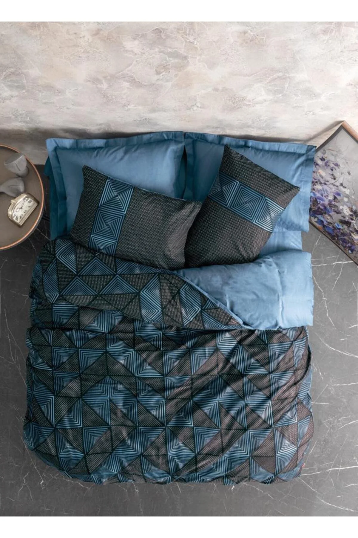 کاور لحاف دو نفره مشکی سرویس روتختی جلد دوتایی تیره Double Duvet Set Armor Cotton Box