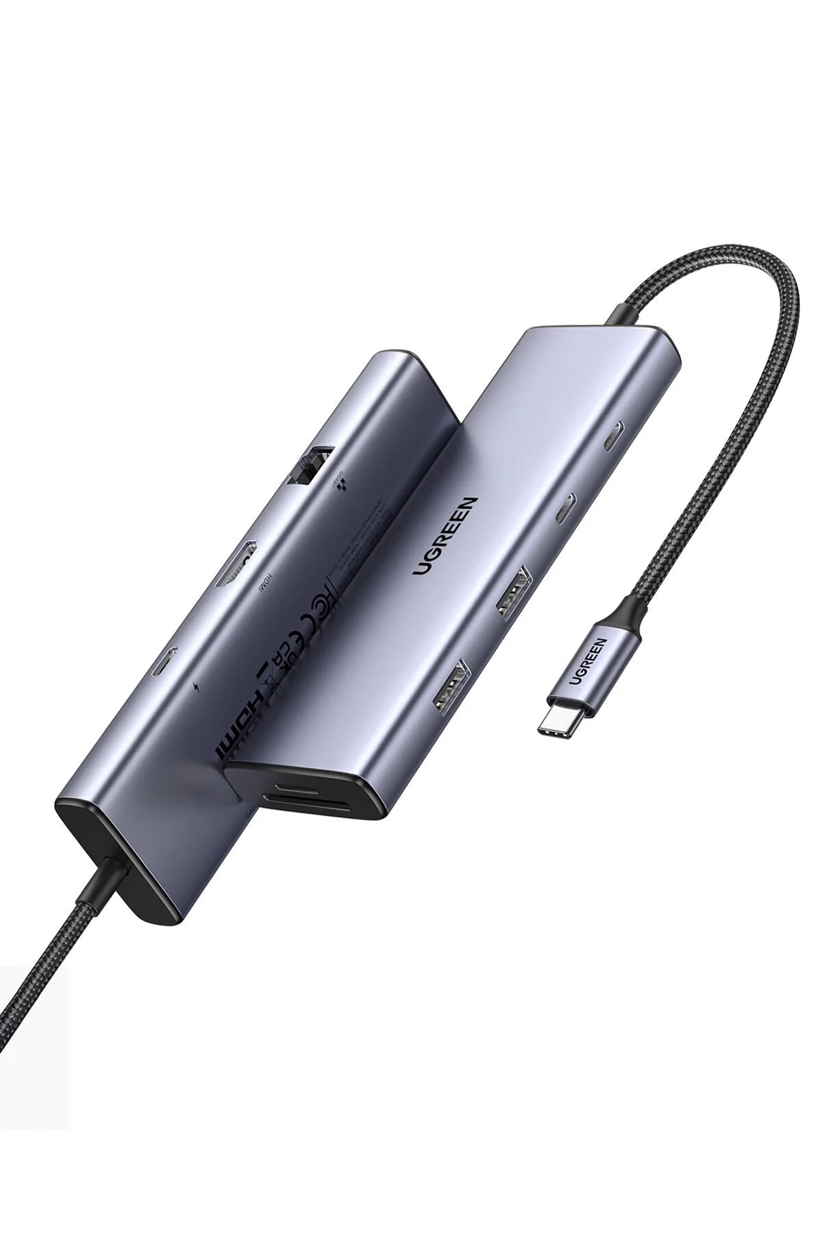 افزاینده و چندراهی TYPE C تا 2 USB 3.0 4K 60HZ HDMI GIGABIT ETHERNET SD TF کارت خوان خواننده چند قطبی Ugreen